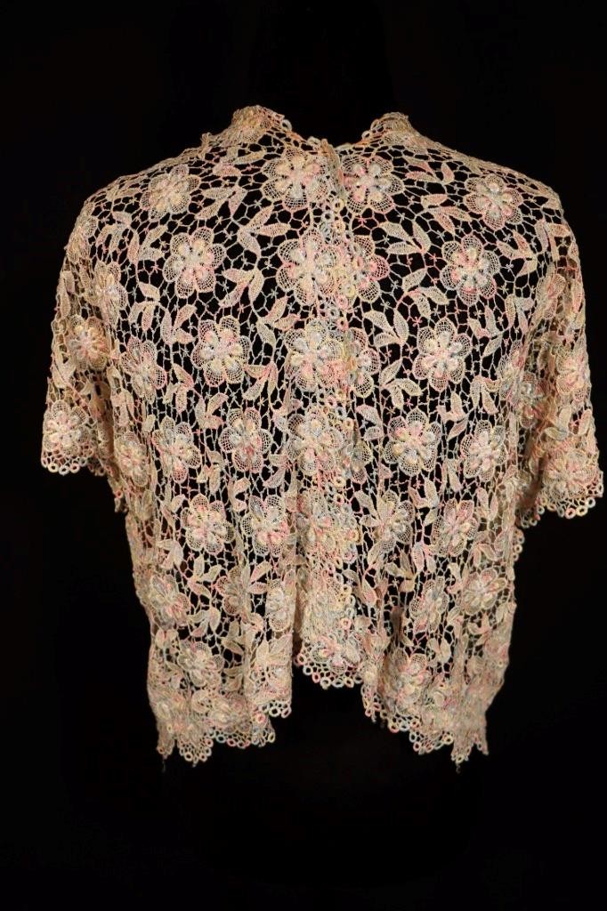 Vintage 1940’s French Silk Lace Shoulder Jacket Size Med-Large Excellent Cond