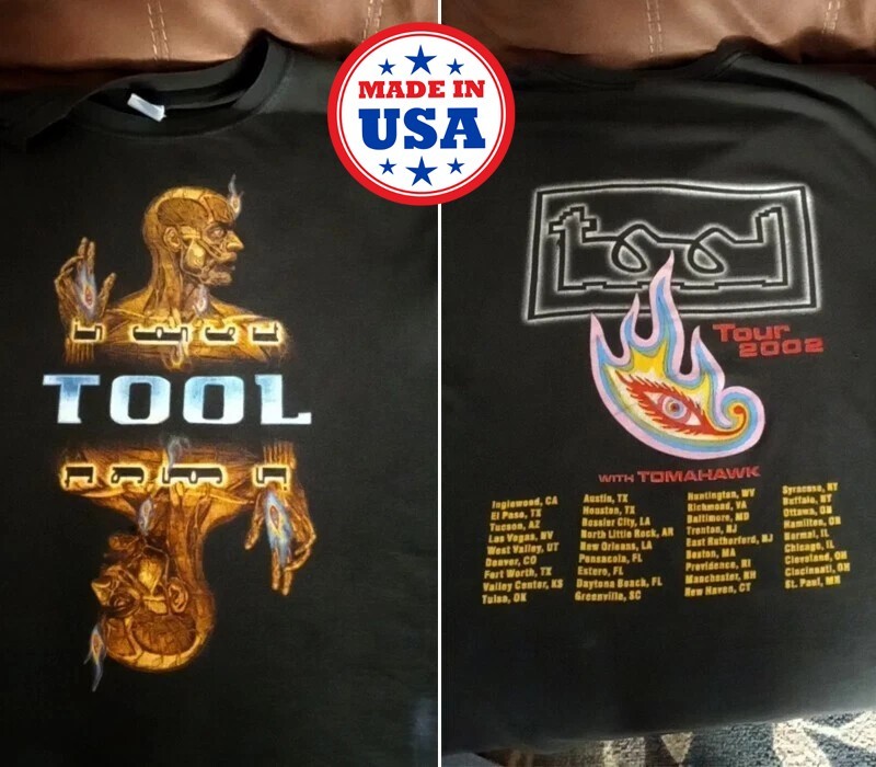 Tool band Tour 2002 Black short sleeve Unisex T shirt Graphic tee reprint