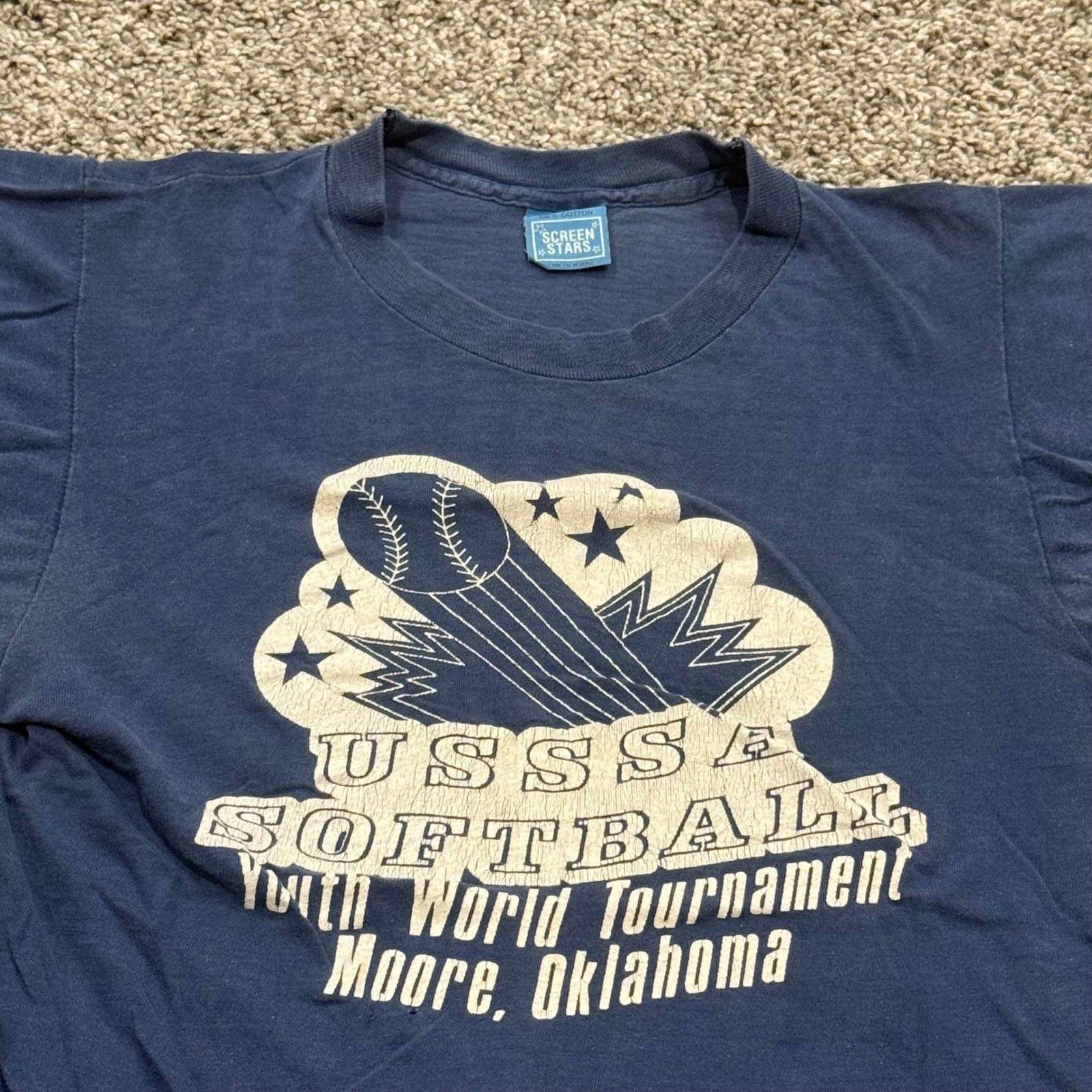 True Vintage 70s USSSA Softball World Tournament TShirt Moore Oklahoma Mens S