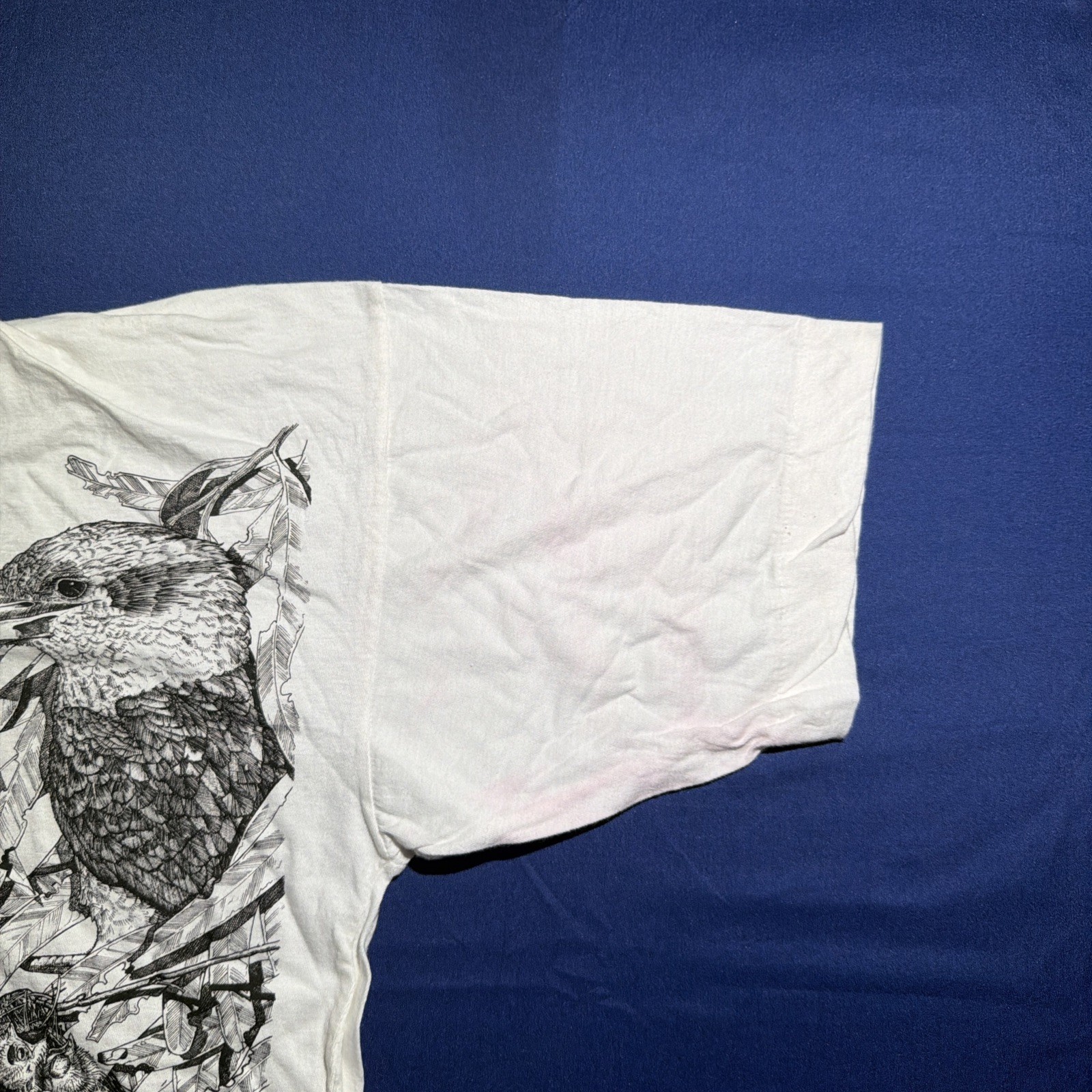Vintage Sz 44 70s 80s White Australian Animals Birds Endangered Species T Shirt