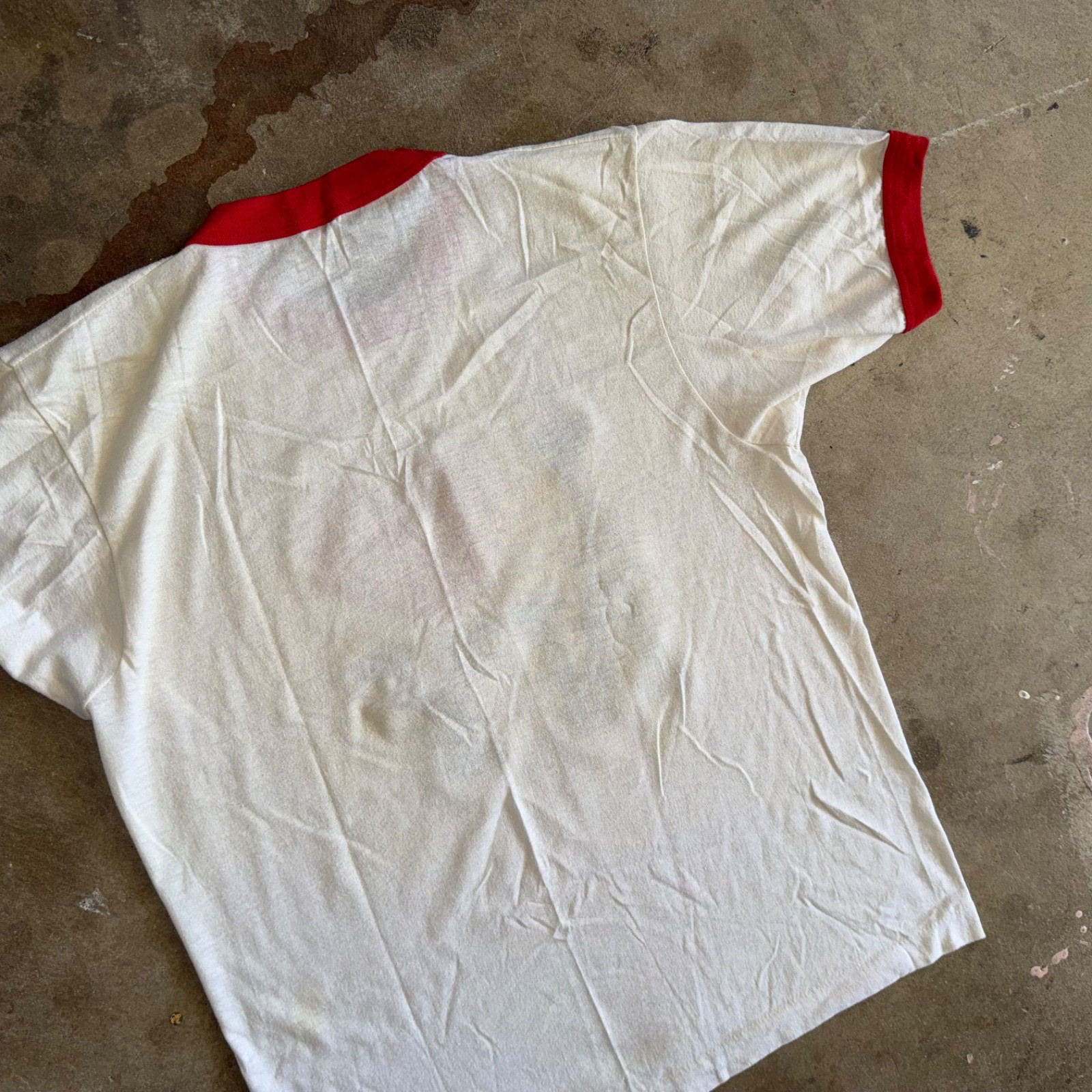80s VINTAGE I LOVE NEW YORK CITY RINGER T-SHIRT BUTTERY SOFT & THIN NYC SZ M