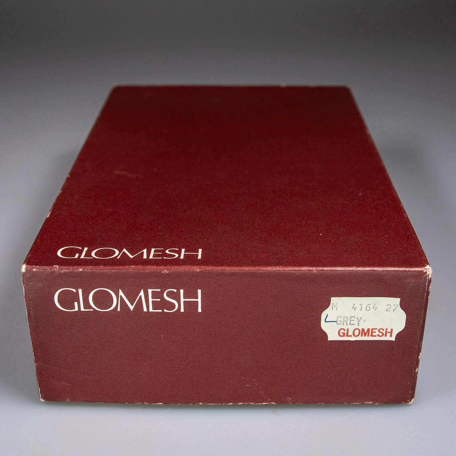 Vintage GLOMESH grey with gold trim crossbody bag – in original box – c1980s