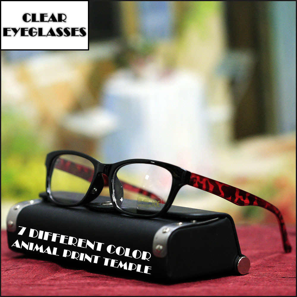 NEW MENS RETRO EYEGLASSES FASHION ANIMAL PRINT TEMPLE 7 COLORS TRENDY EYEWEAR