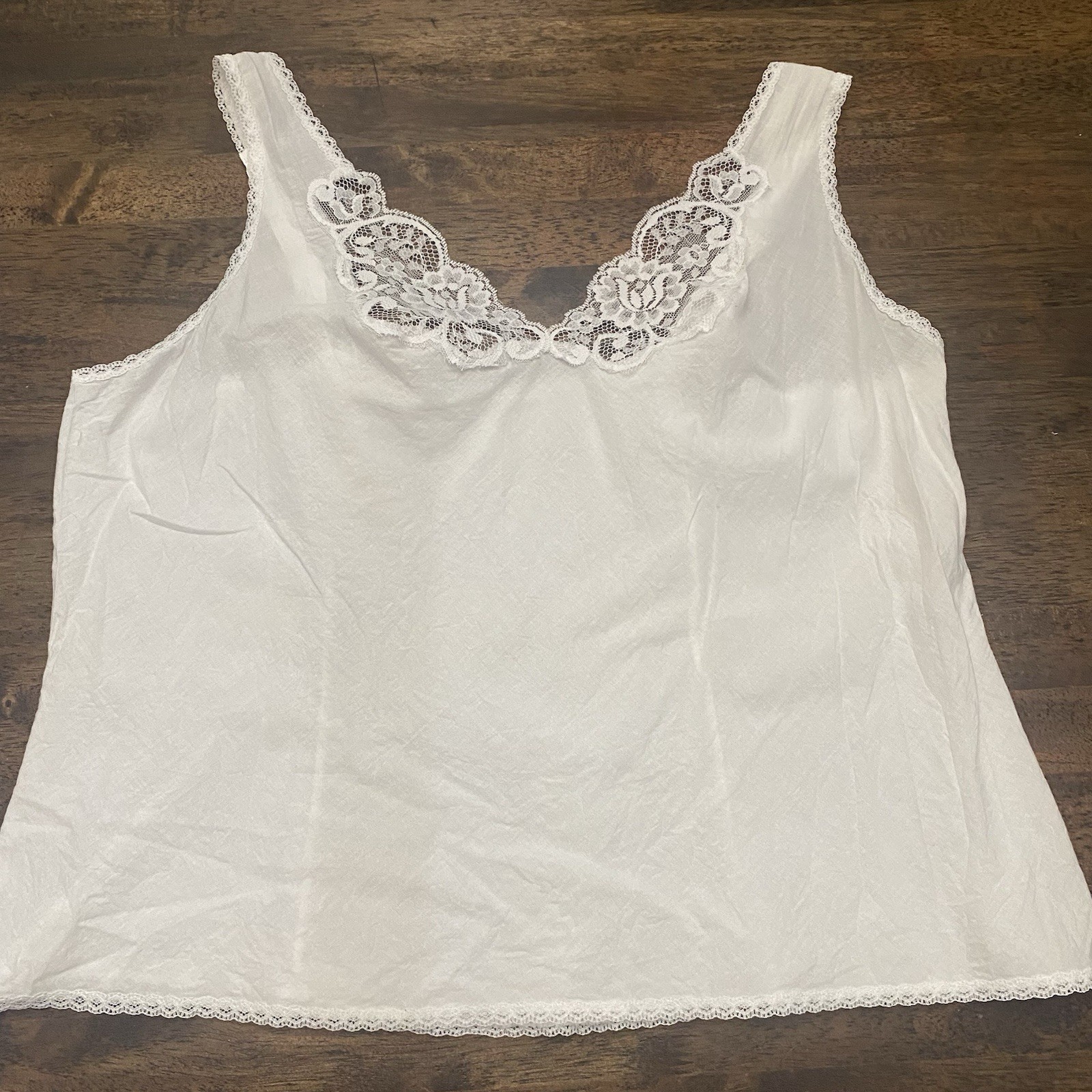White Cotton Camisole Adjustable Straps and Lace CottageCore Minimalist