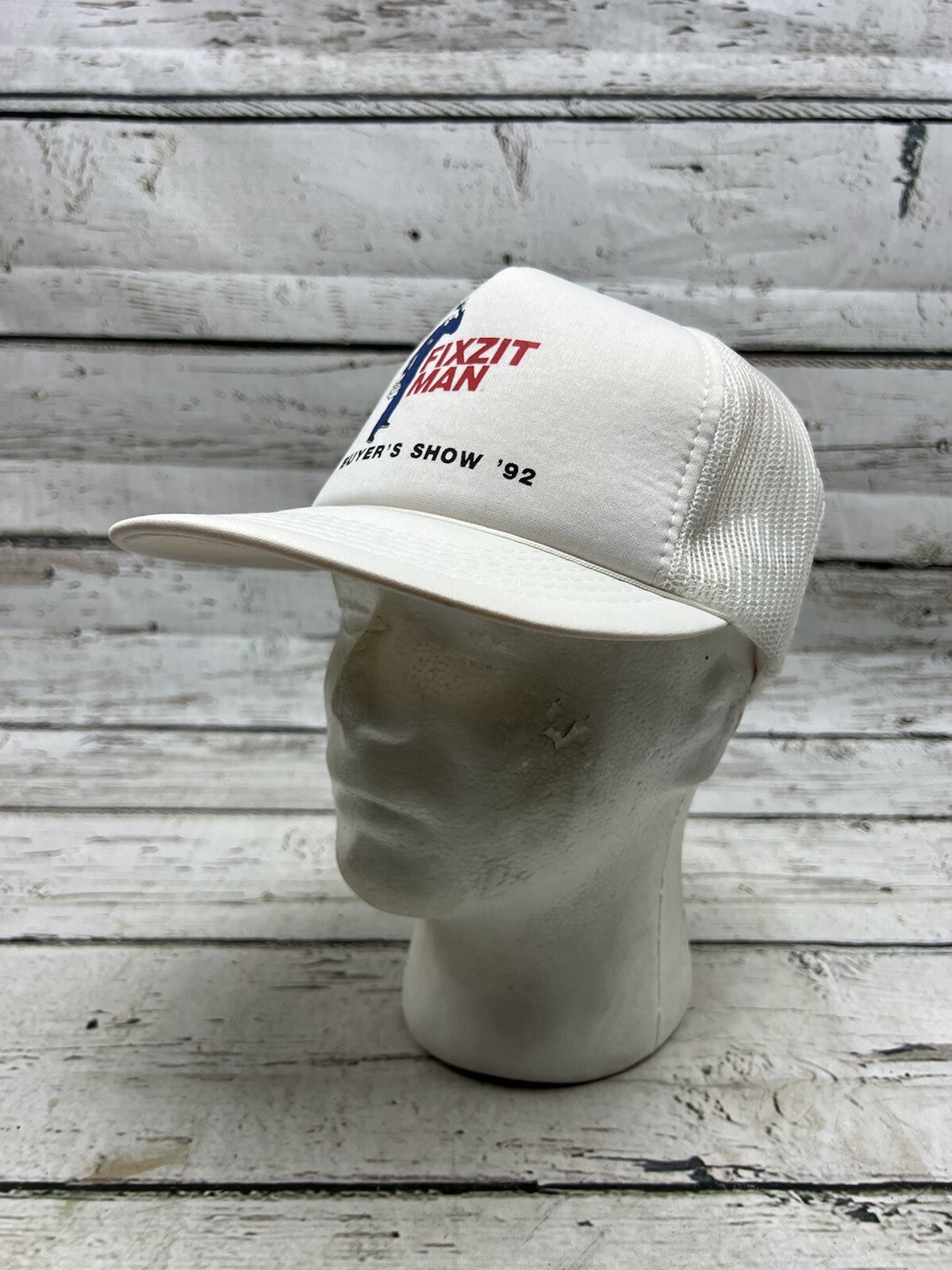 VTG 1992 Fixzit Man Buyer’s Show YR Headwear Mesh Snapback Rope Trucker Hat Cap