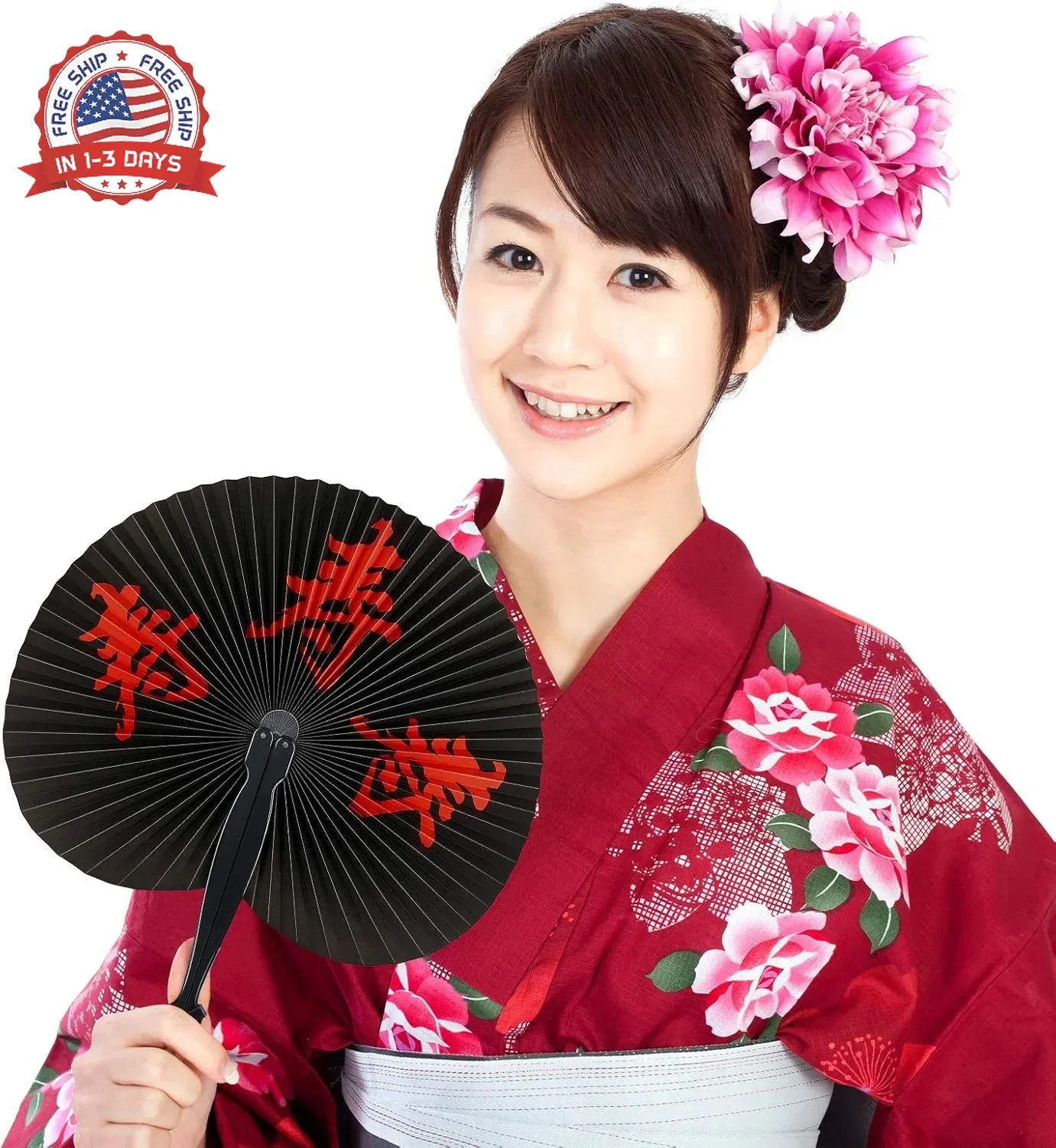 Jetec 10 Pcs Chinese Folding Hand Fans, Oriental Japanese Paper Handheld Fans fo