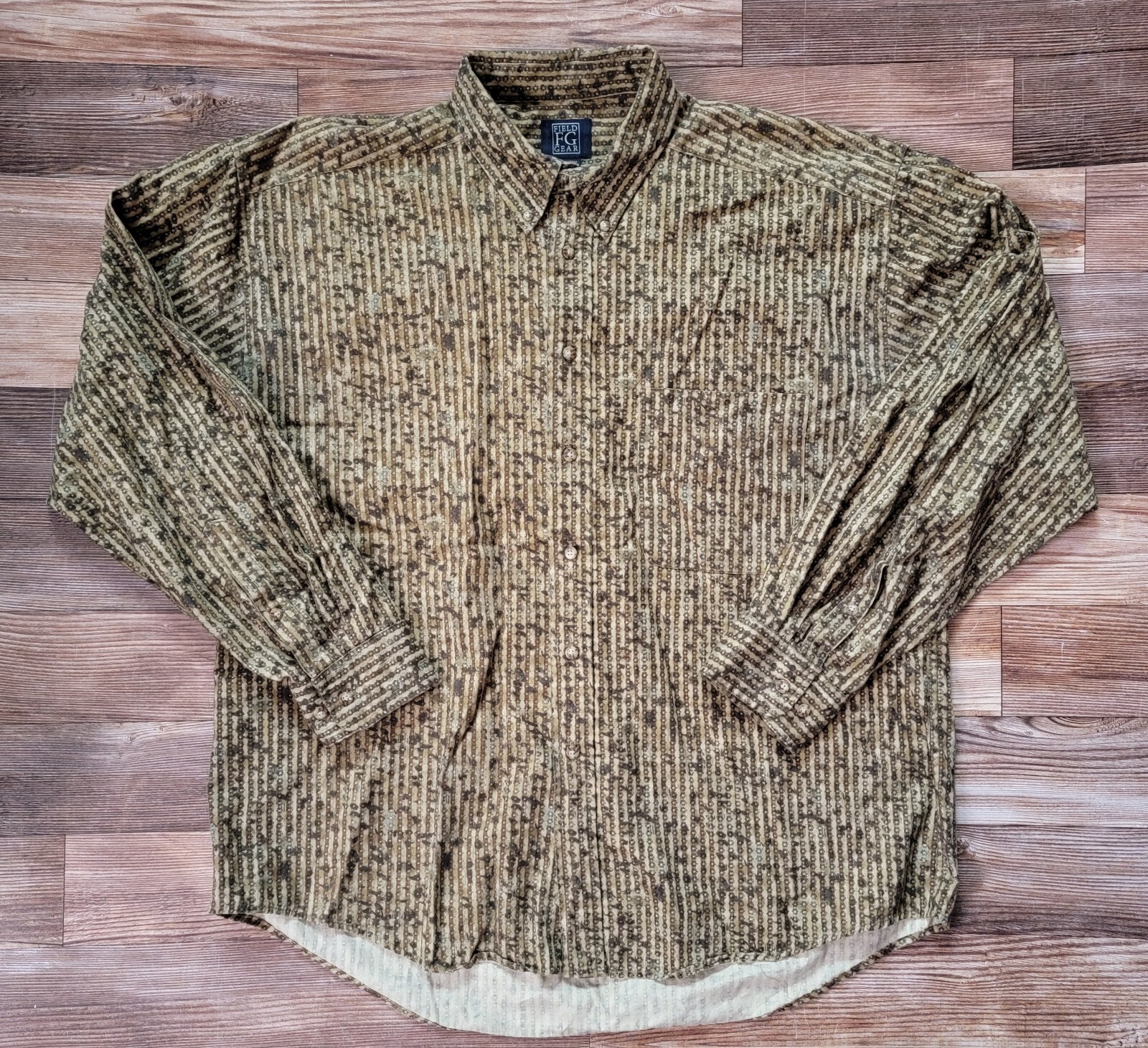 Vintage FG Field Gear Long Sleeve Button Up Shirt Men Size L Outdoor Camp