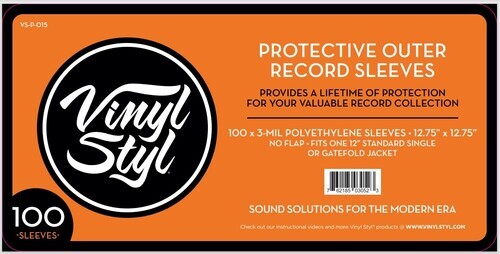 Vinyl Styl® 12Inch Vinyl Record Outer Sleeve Polyethylene – 100 Count (Clear) [N