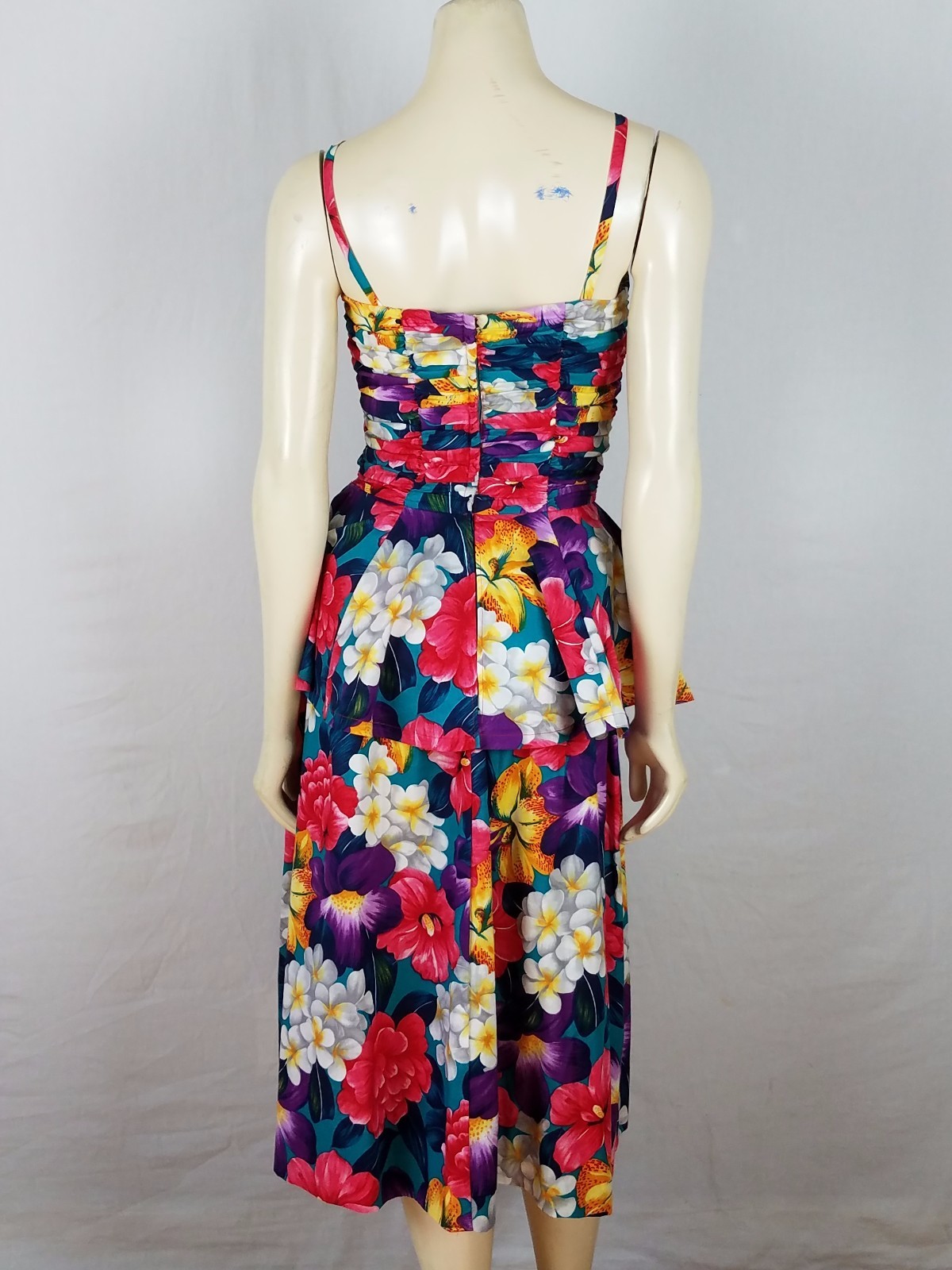 BRENNER Vintage Peplum Floral Bright Colored Multi-colored dress size 7/8