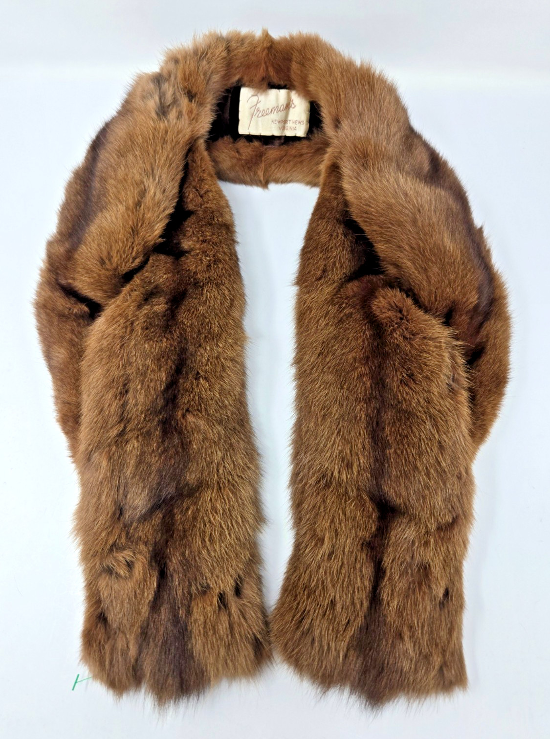 Vintage 40″ Freeman’s Brown Fur Stole Wrap Newport News VA Felt Lined USA Made
