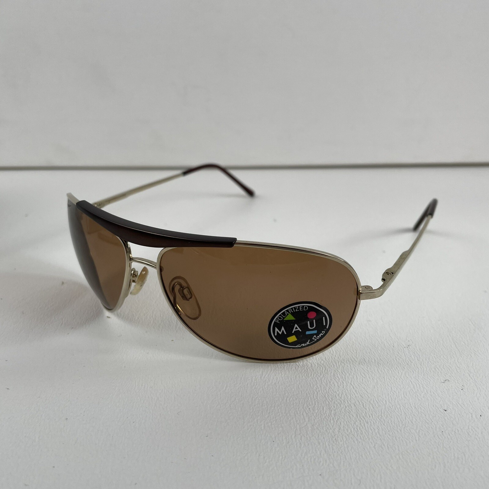 🔥VTG 90s Maui & Sons Aviator Bronze Alloy Metal Sunglasses NOS Lens Surf🔥