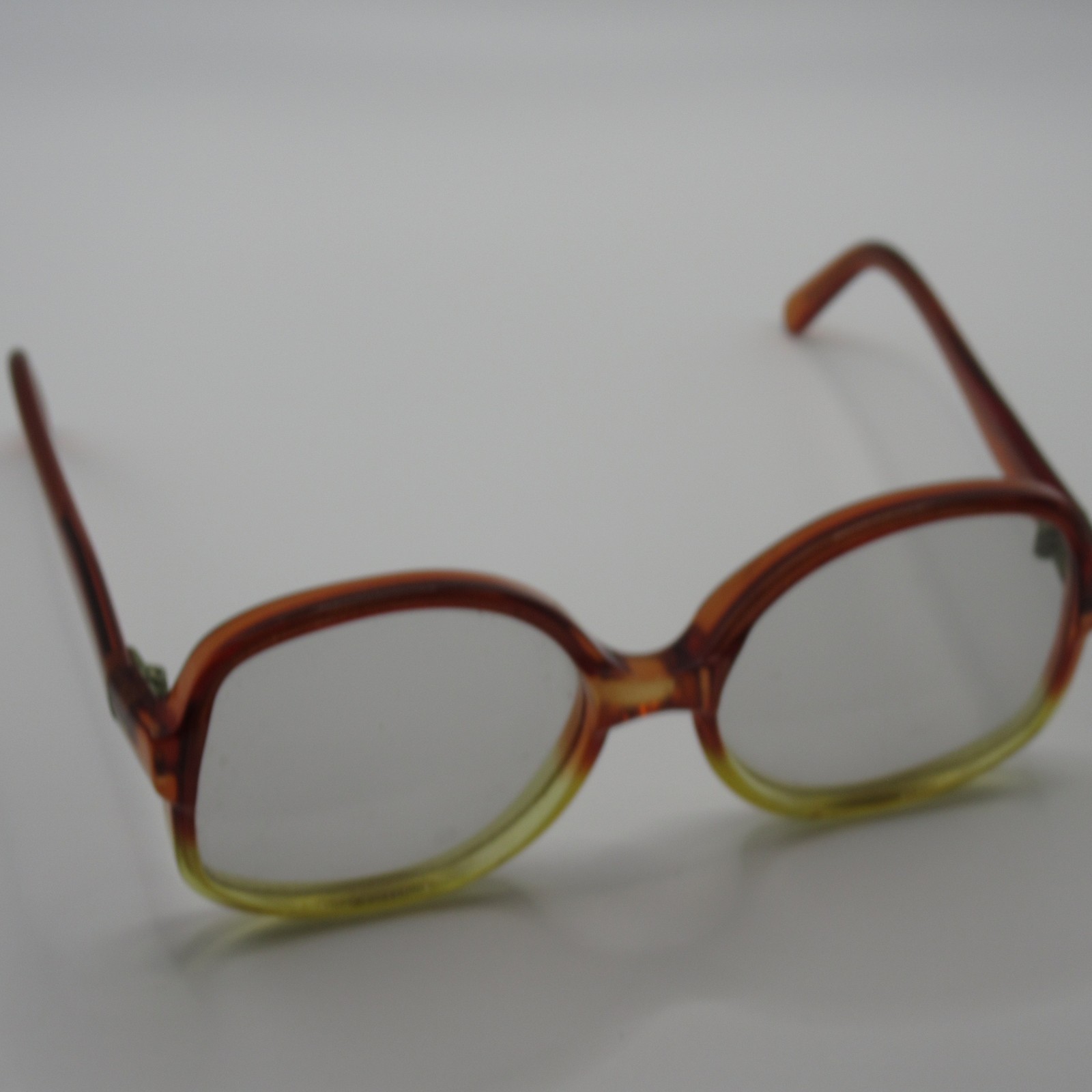 Vintage 1970s France Ombre Amber Yellow Eyeglass Frames Clear Lens