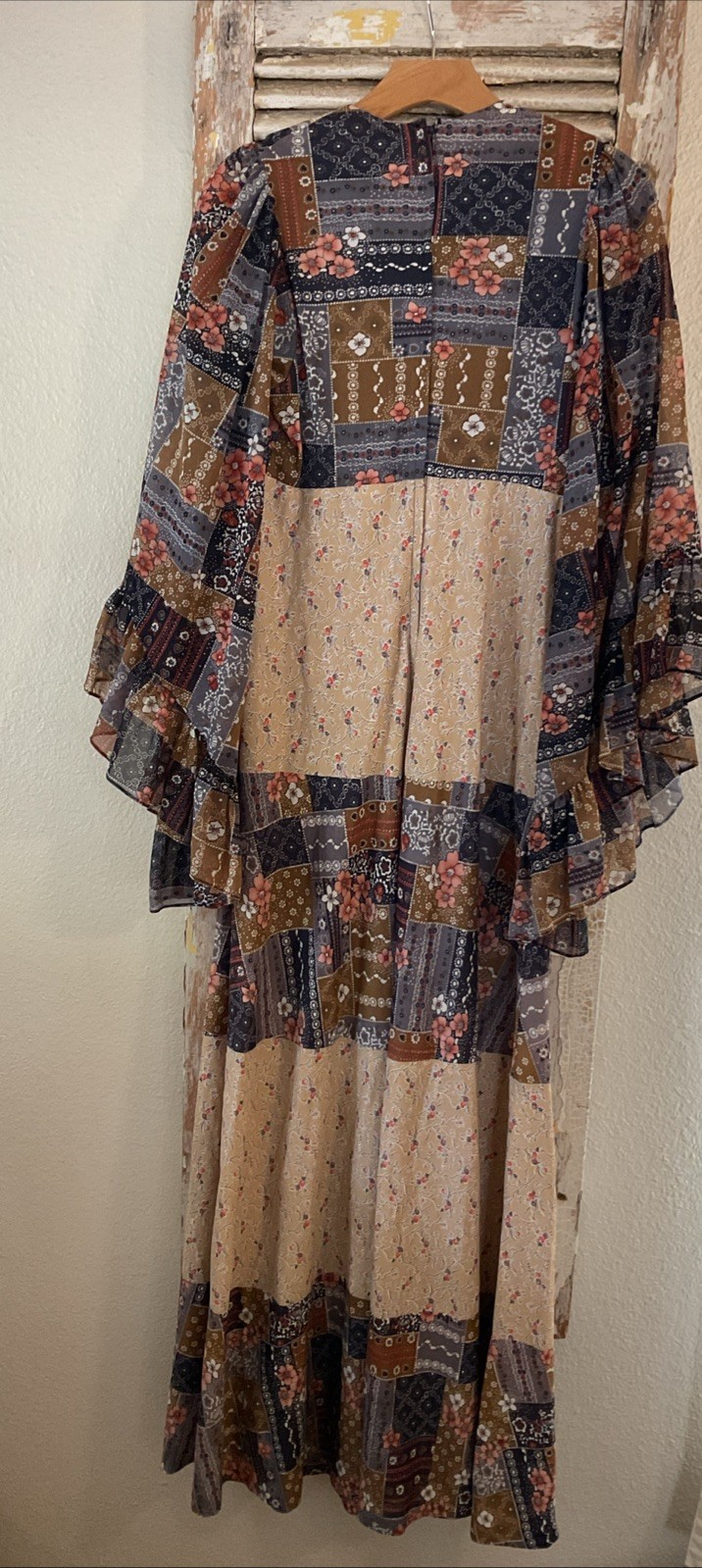 A17 Vintage Handmade Floral Boho Indie 70’s? Patchwork Dress Size Small?