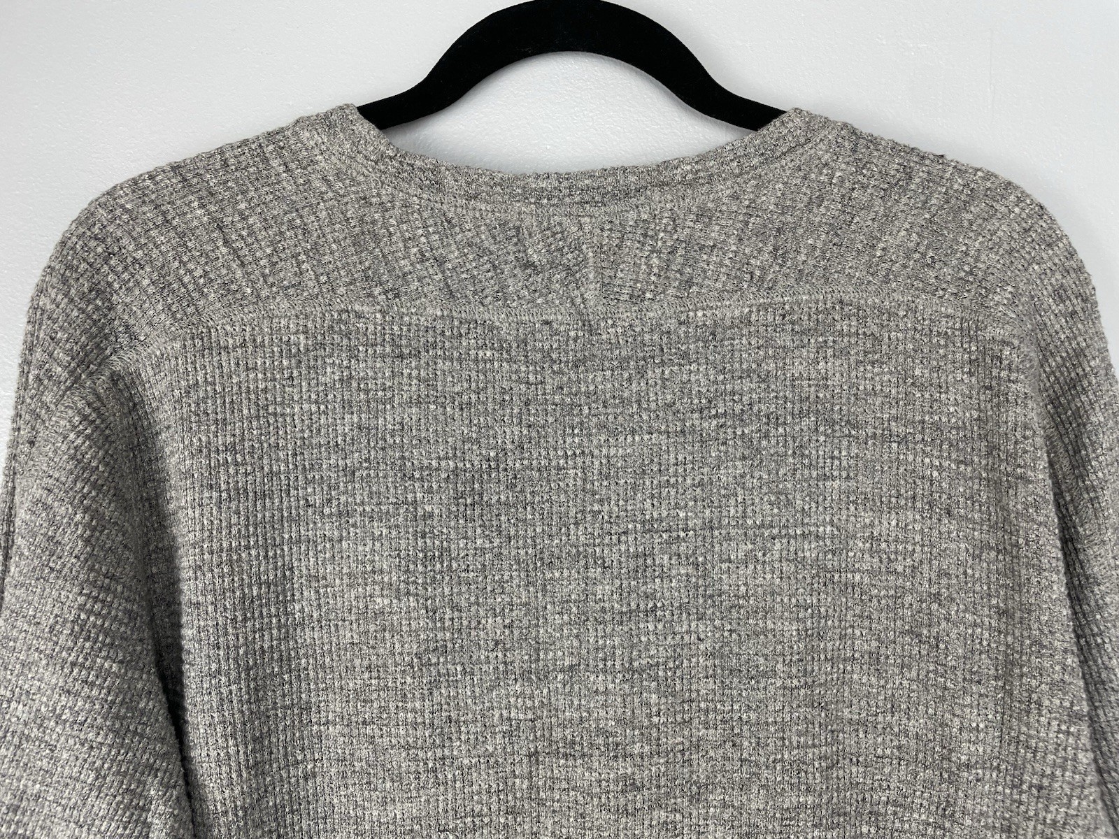 Double RL RRL Ralph Lauren Waffle Knit Thermal Shirt Grey Long Sleeve Men’s L