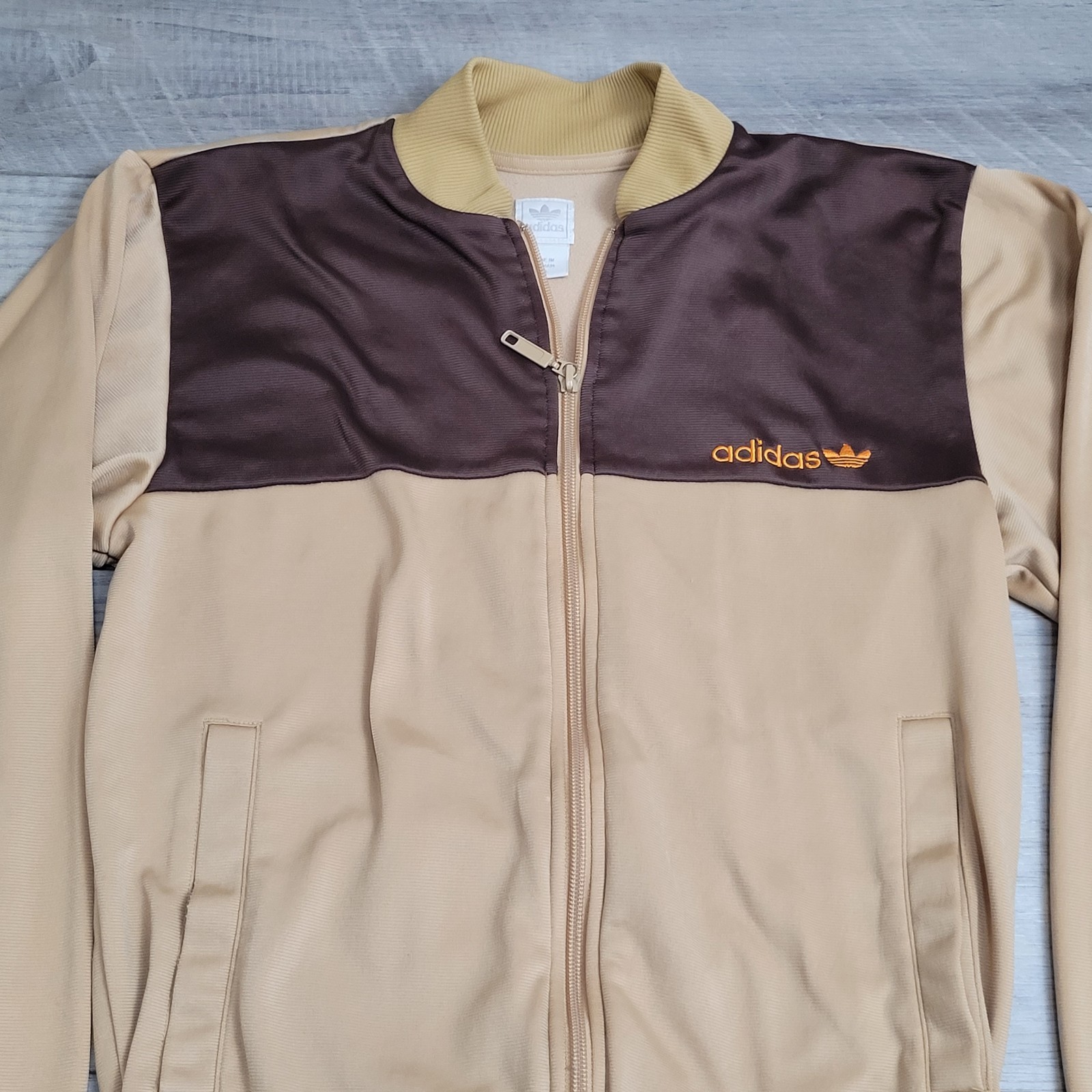 Vintage Adidas Originals Track Jacket Mens XS Brown Colorblock Trefoil Y2K 2005