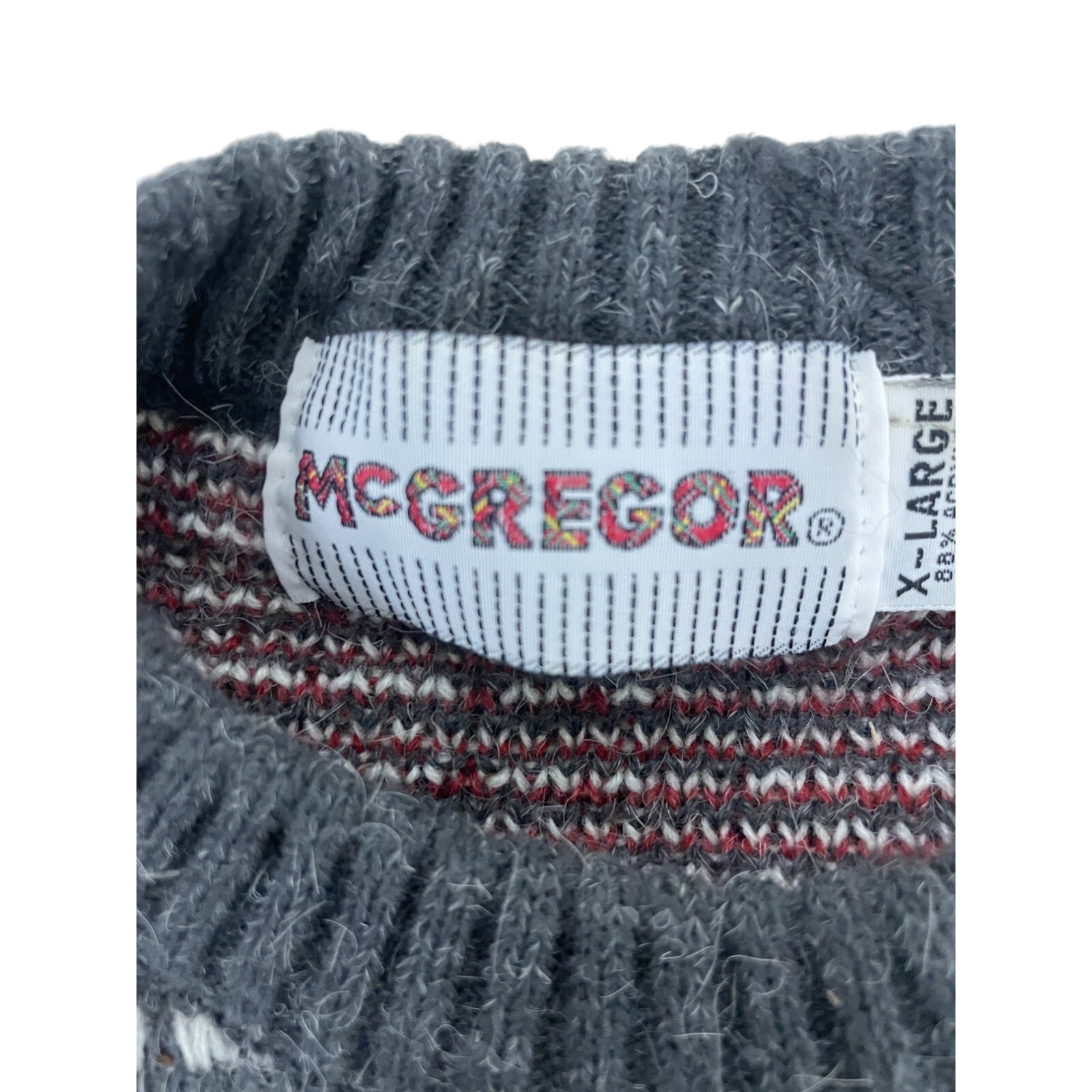 McGregor Pullover Sweater Mens Size XL Gray Multi Knit Crew Neck Vintage