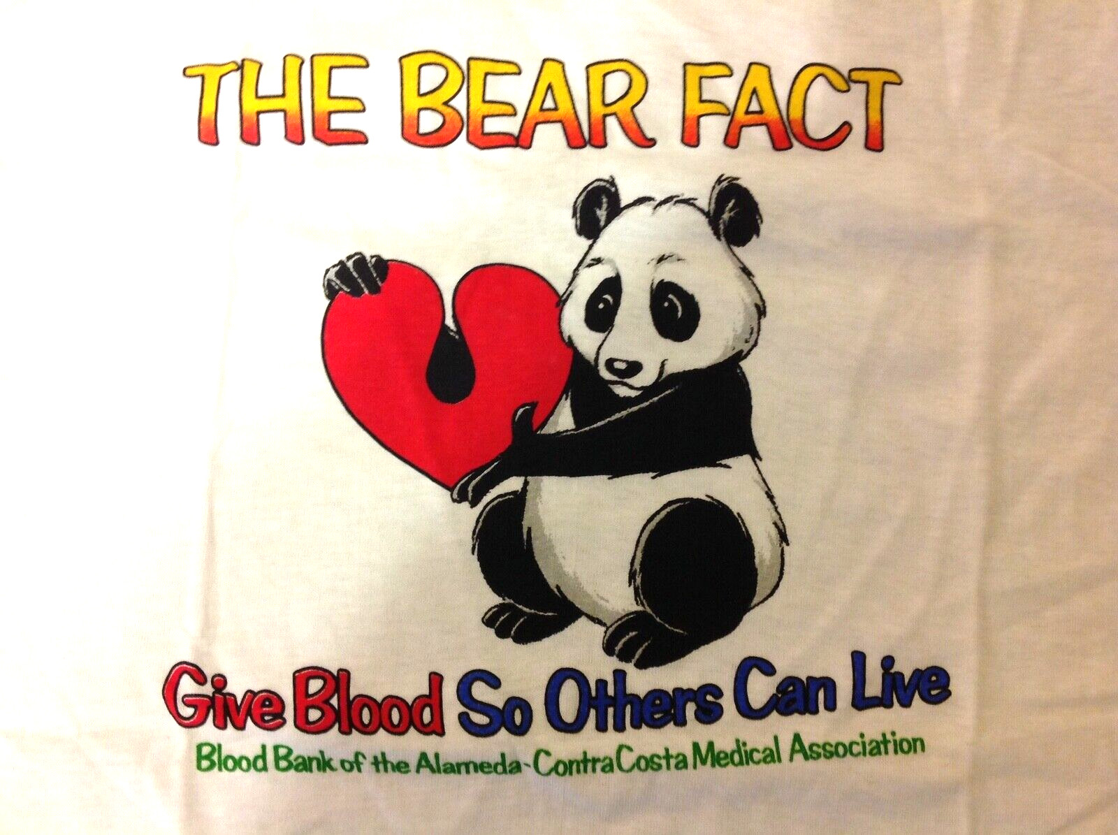 VTG 80s Graphic Novelty T Shirt Panda Bear Heart Single Stitch Hanes Tag Large
