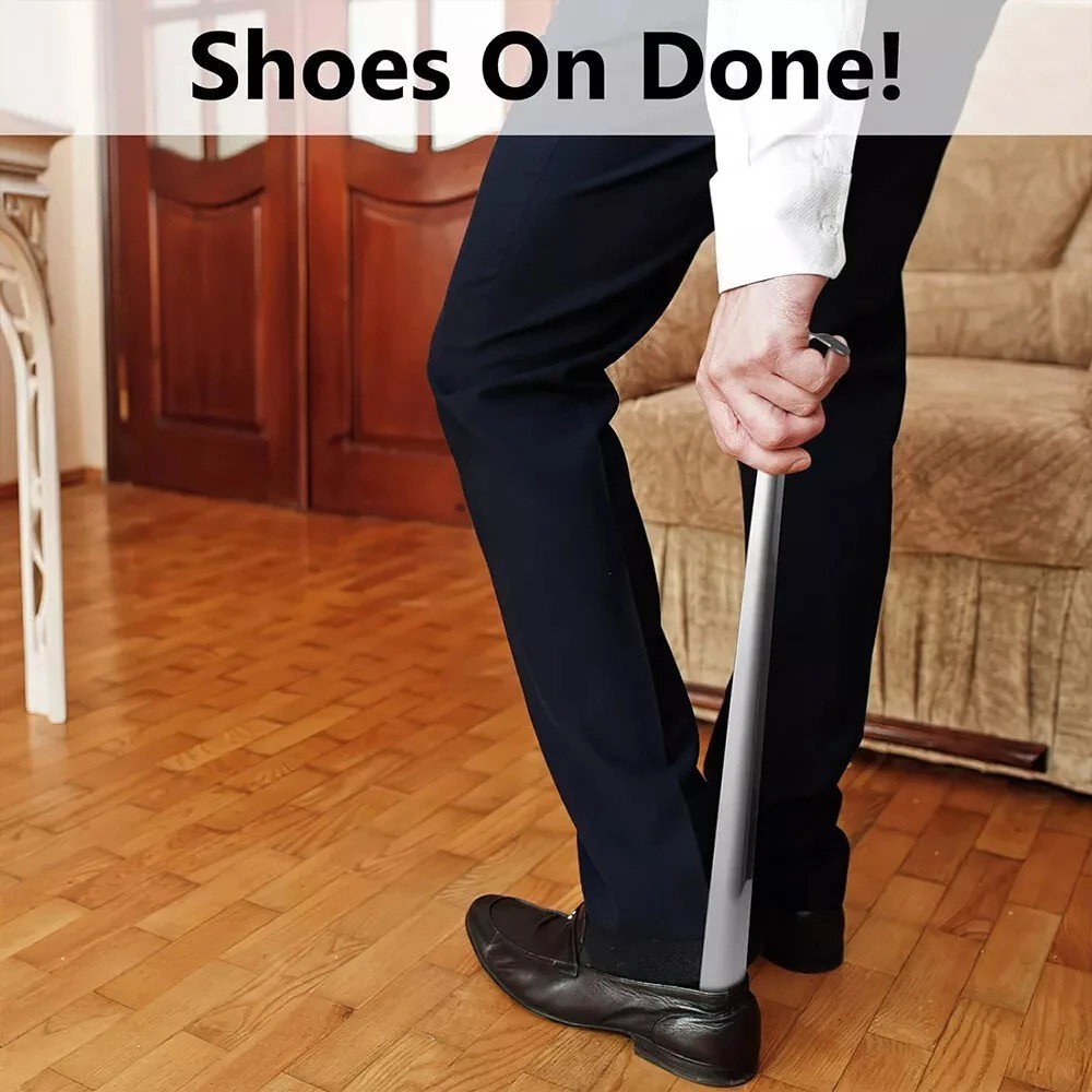 Stainless Steel Shoehorn Long Handle Metal Shoe Horn Easy Wear Helper 42/52cm