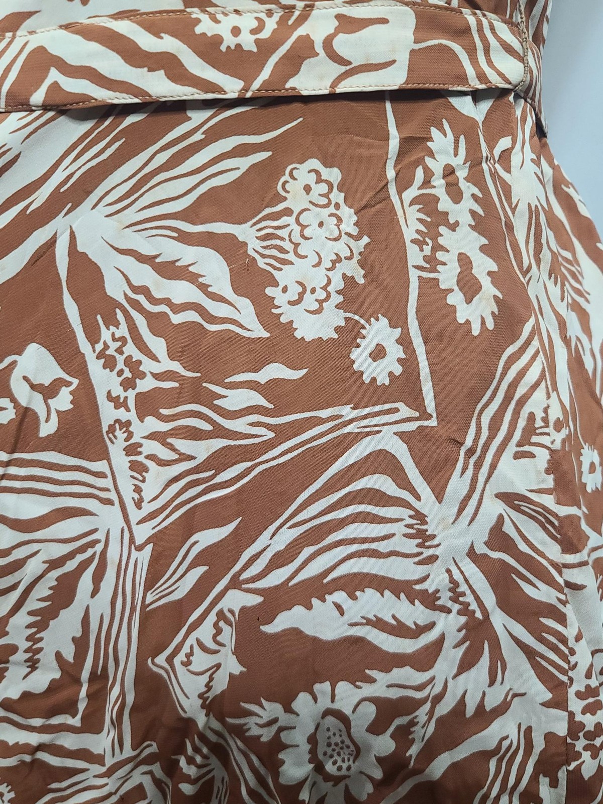 Vintage 1940s 1950s Harvest Novelty Print Dress Flower AS-IS WWII (B-36″ W-30″)