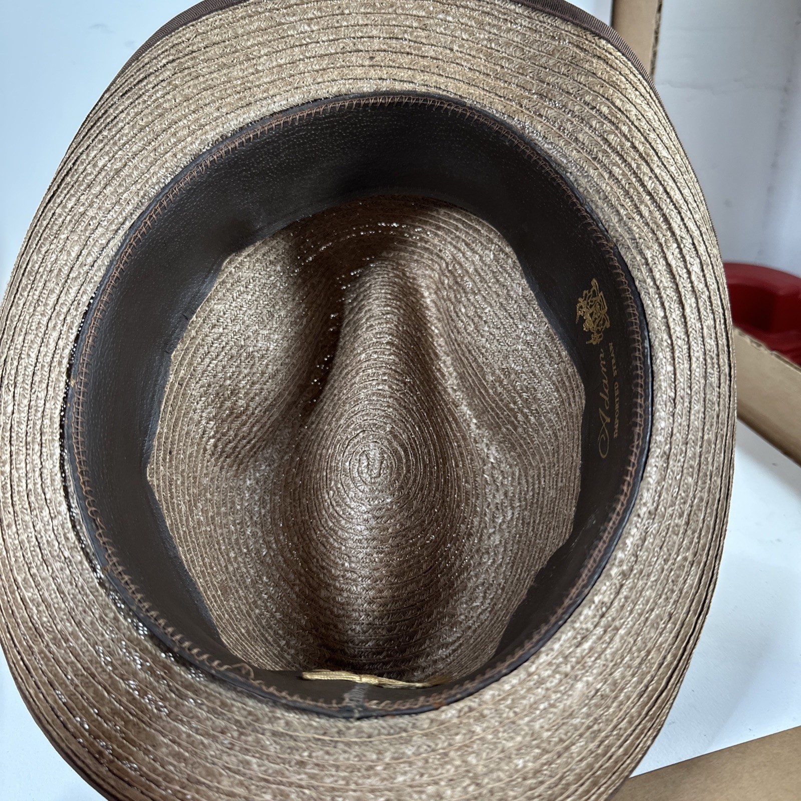 Vintage Imported Adam Straw Fedora Tan Brown Médium Size Free Ship! i
