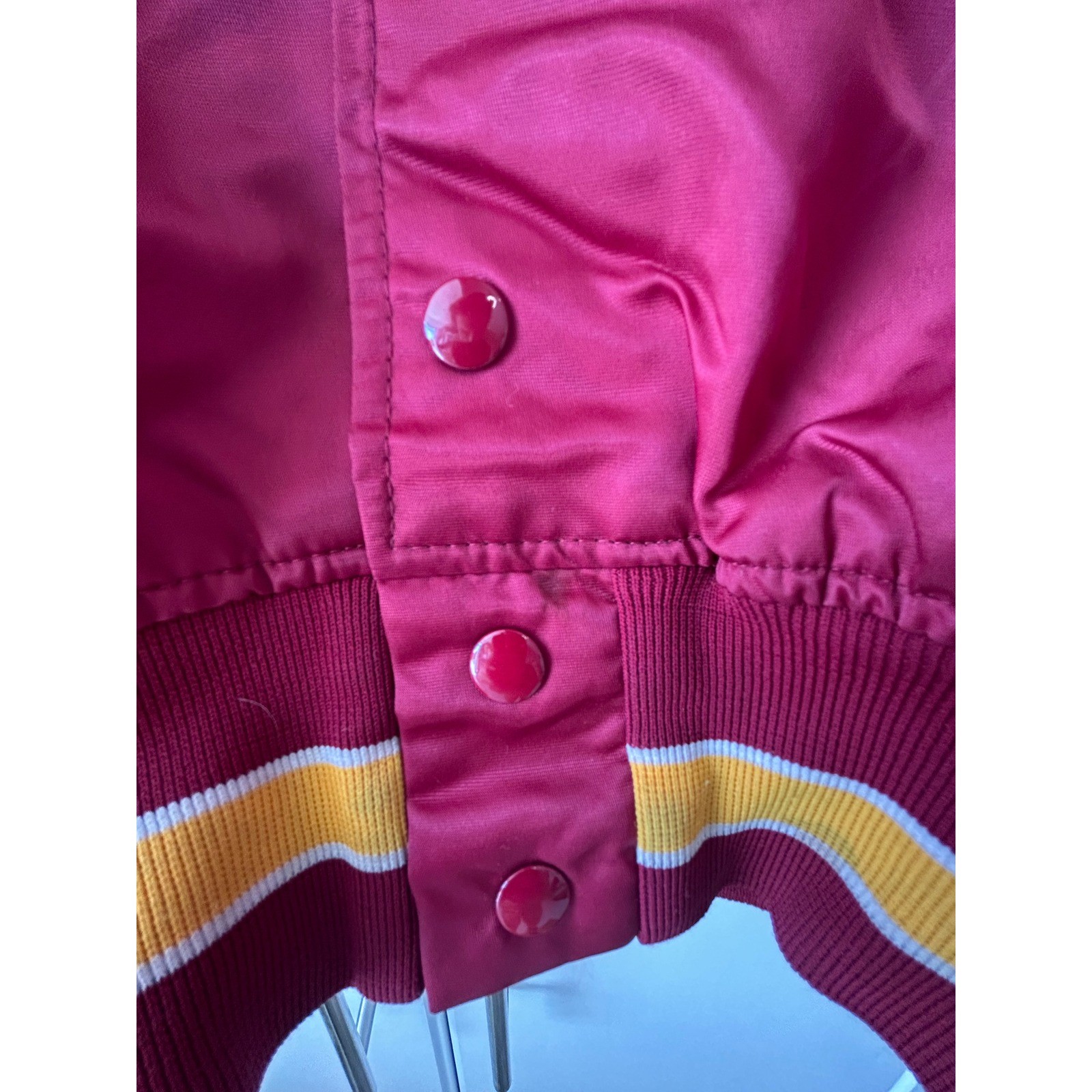 Vintage 1990 USC Band Rose Bowl Felco Bomber Jacket Red Satin Mens Small USA