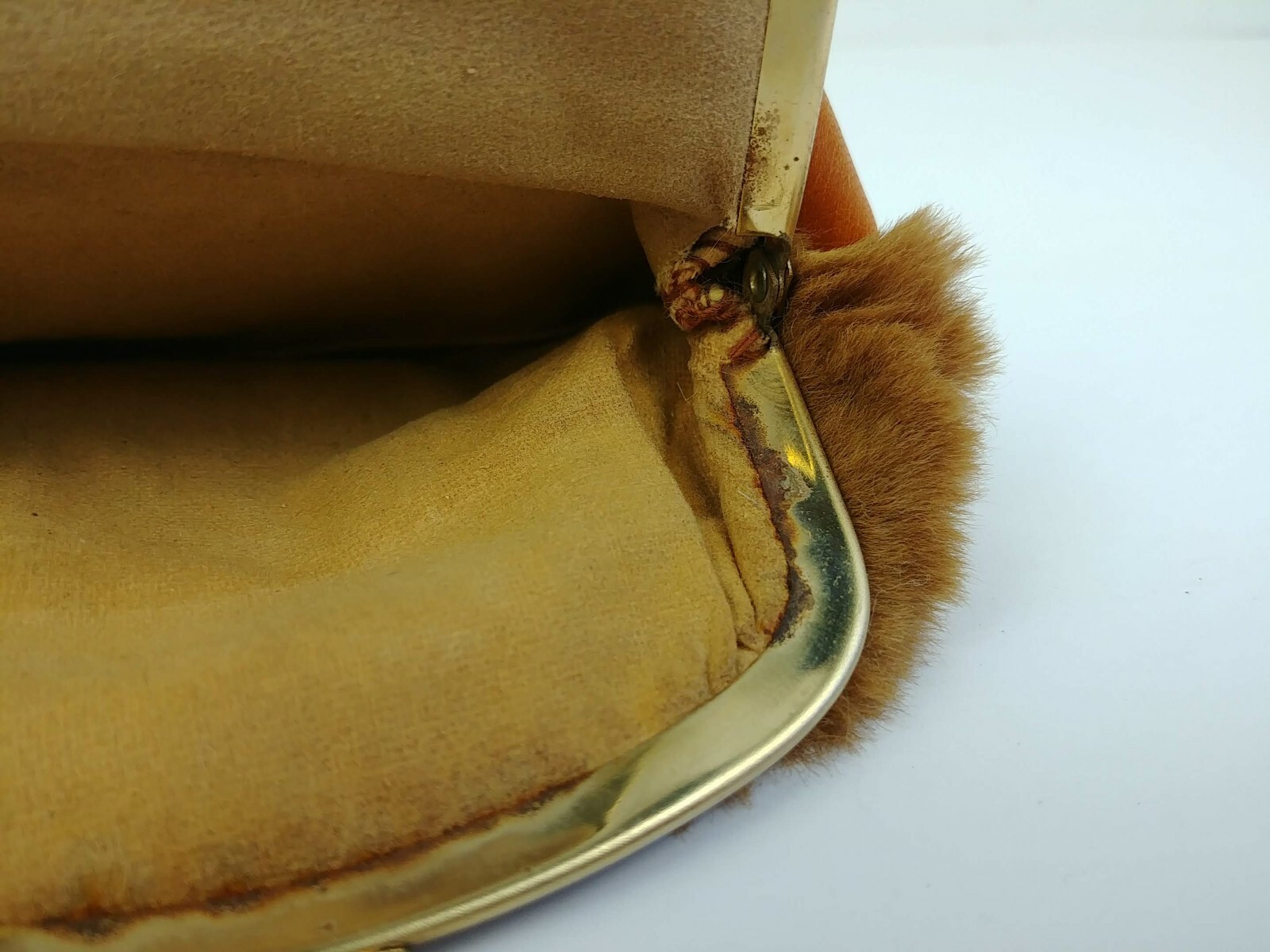 Vtg Australian Kangaroo Fur Souvenir 2 Compartment Coin Purse Clasp Closure