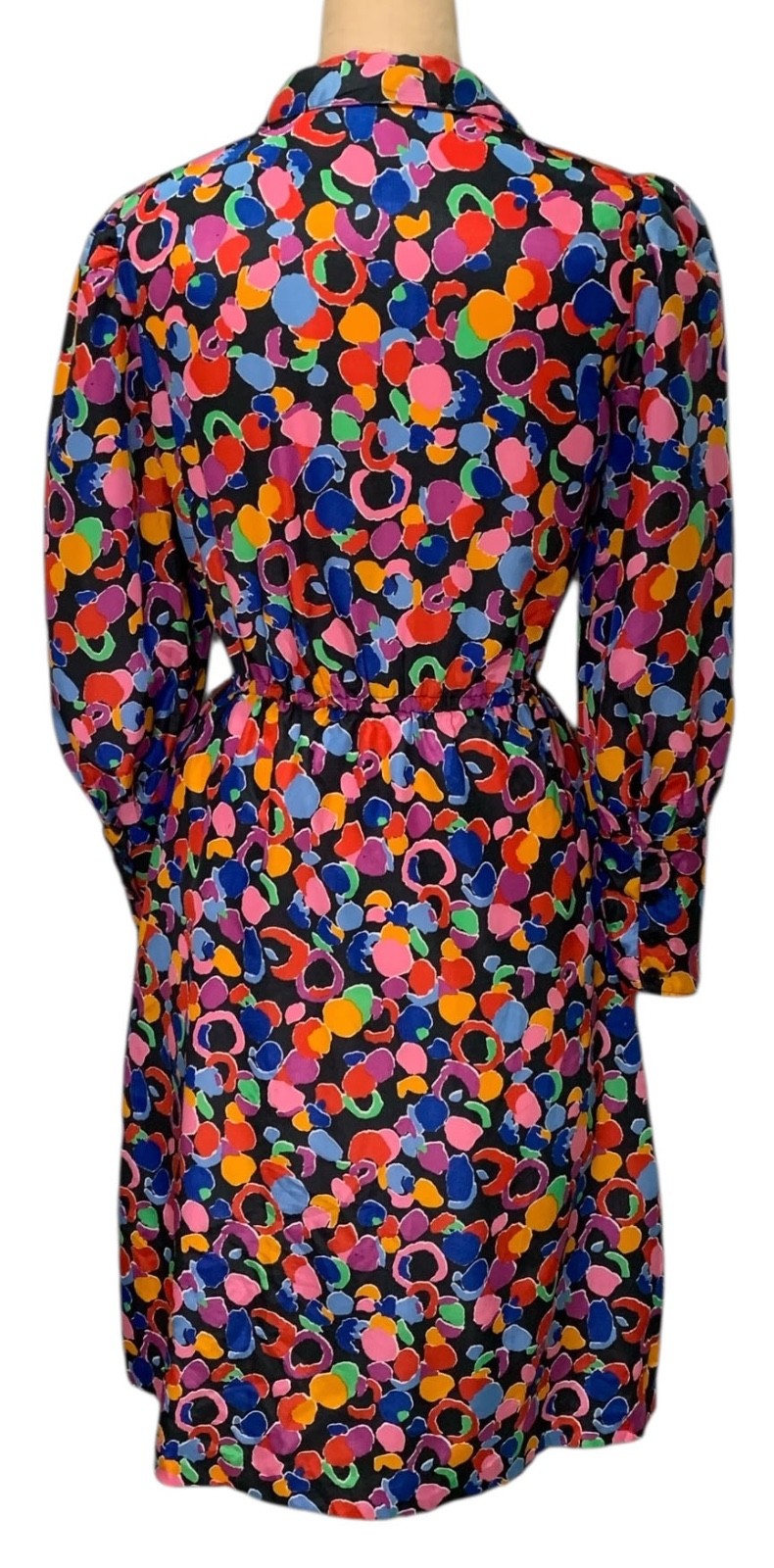 BRELI ORIGINALS 80s Vintage Woman’s LS Colorful Print Dress – Sz S – USA