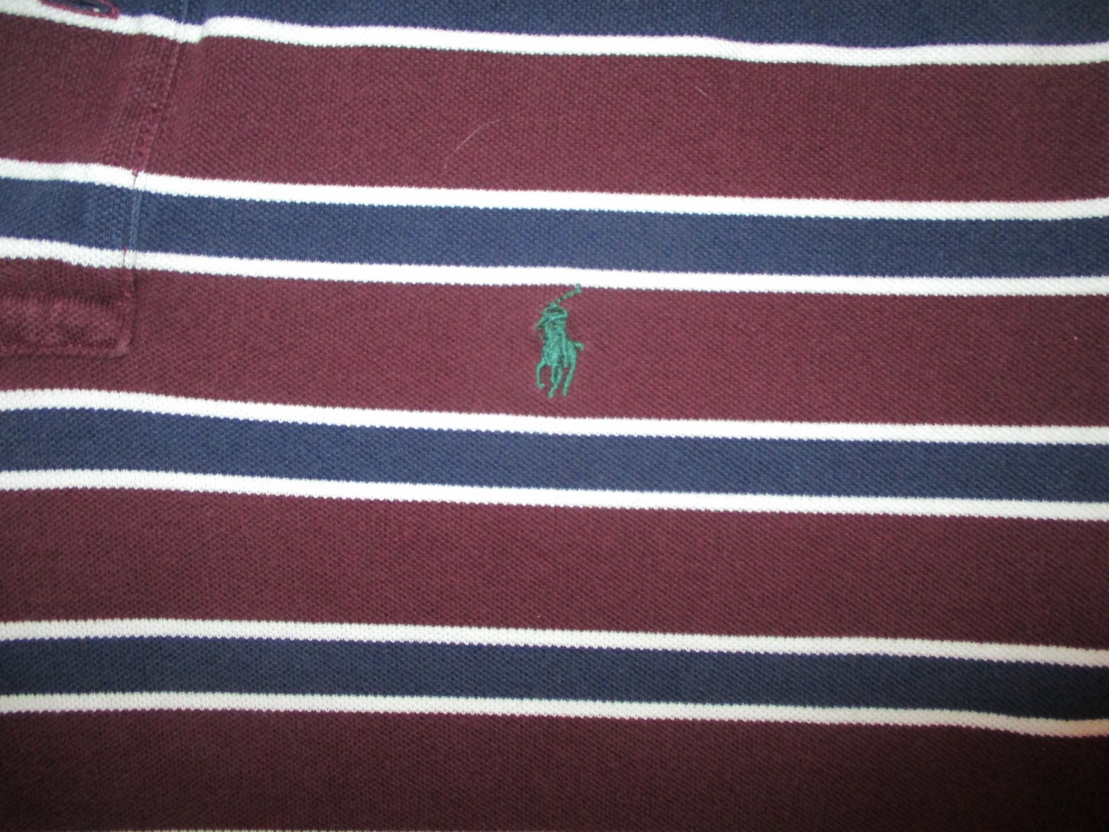 vtg POLO BY RALPH LAUREN SHIRT Maroon Blue Stripe 90s 00s Embroidered Logo XL
