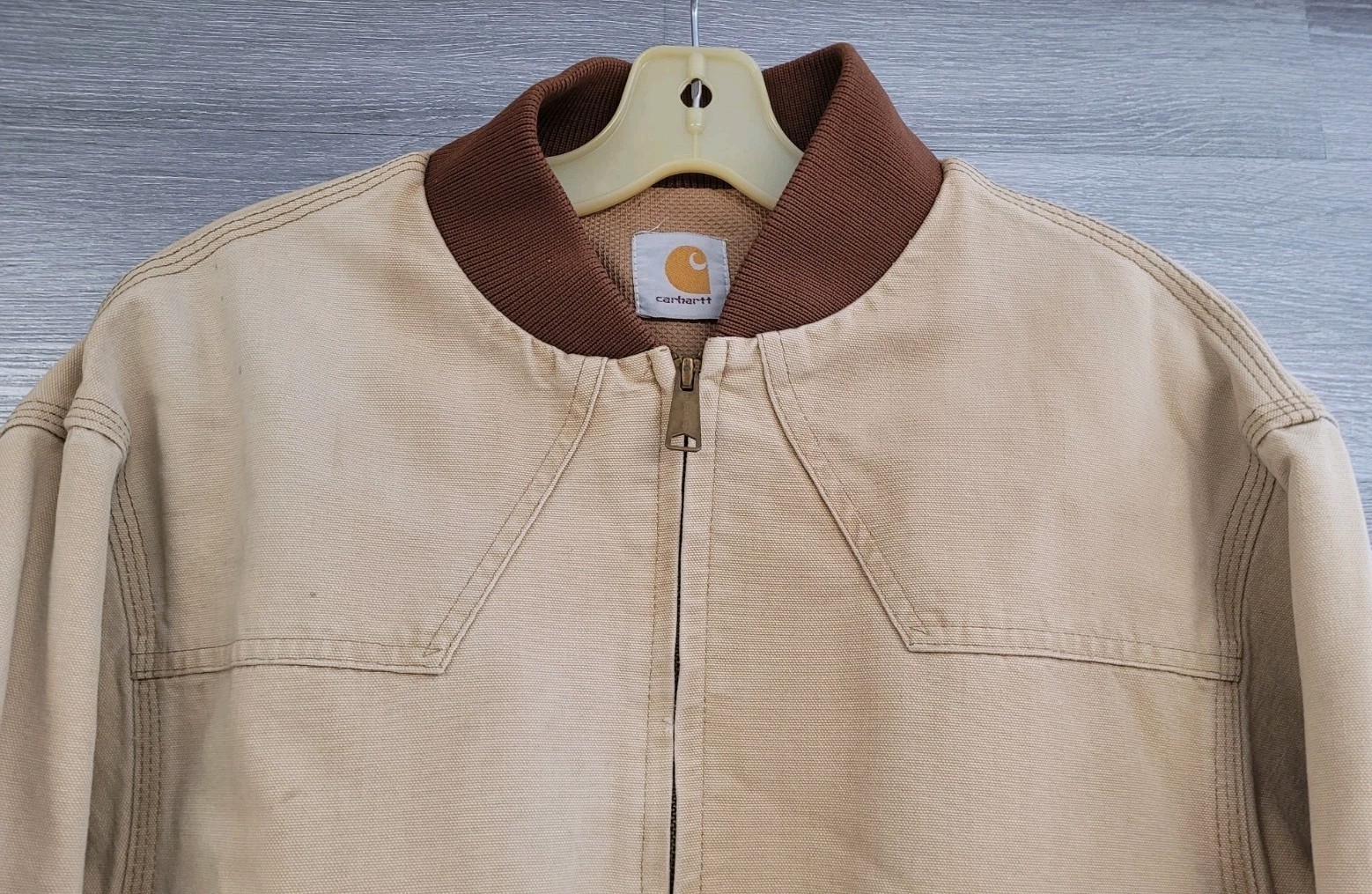 MENS VINTAGE CARHARTT JACKET BROWN CANVAS MESH LINING DISTRESS WORKWEAR MEDIUM