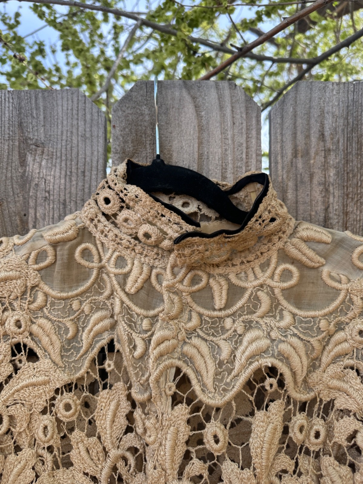 Edwardian Hand Made Irish Crochet Lace and Velvet Blouse Bodice Rare Antique
