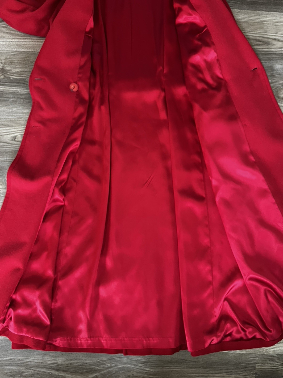 VTG Evan Picone Long 100% Wool Double Breasted Coat Women’s Medium Bright Red