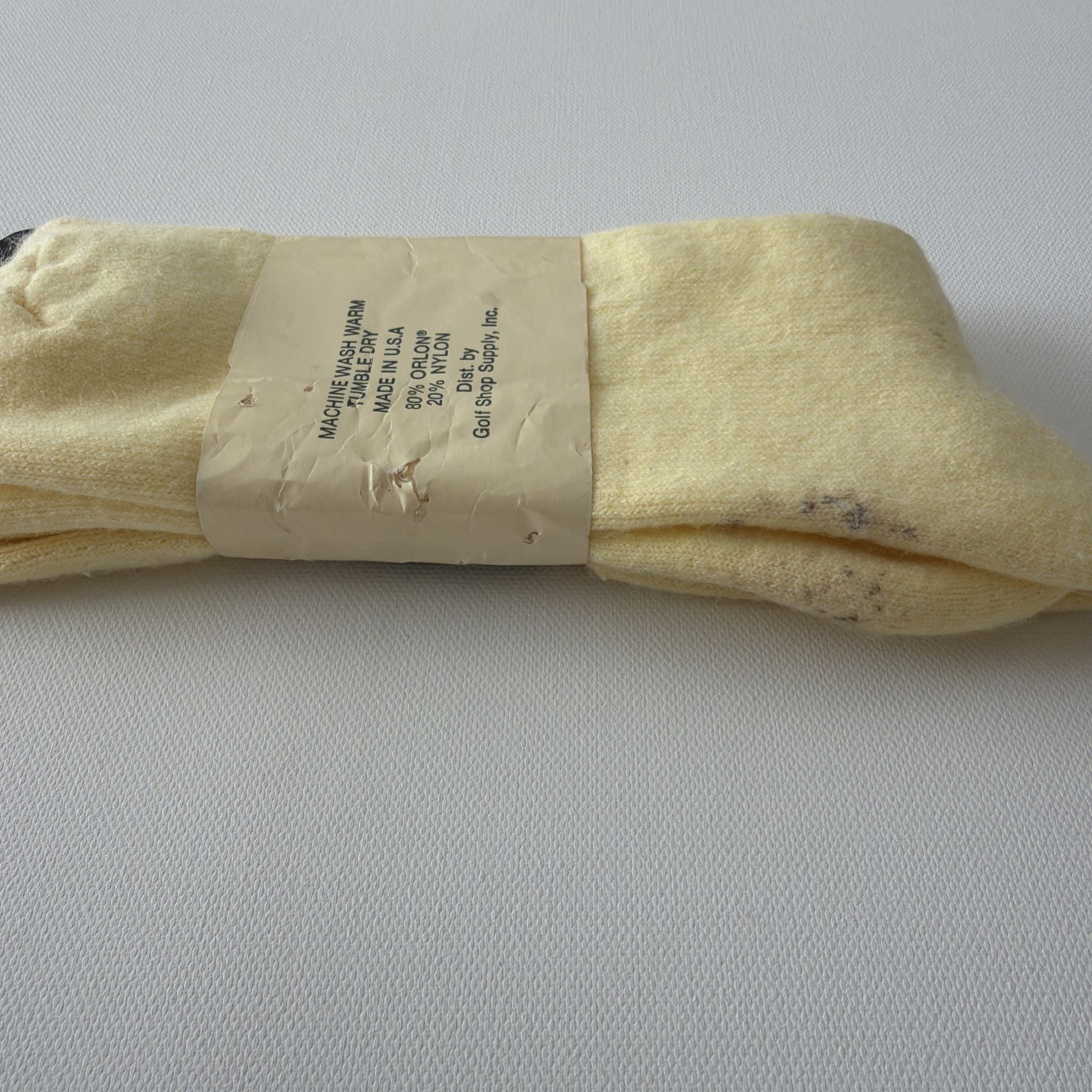 VTG Mens Socks CREW 10-13 Acrylic Je Golf Yellow MADE USA Acrylic Blend.