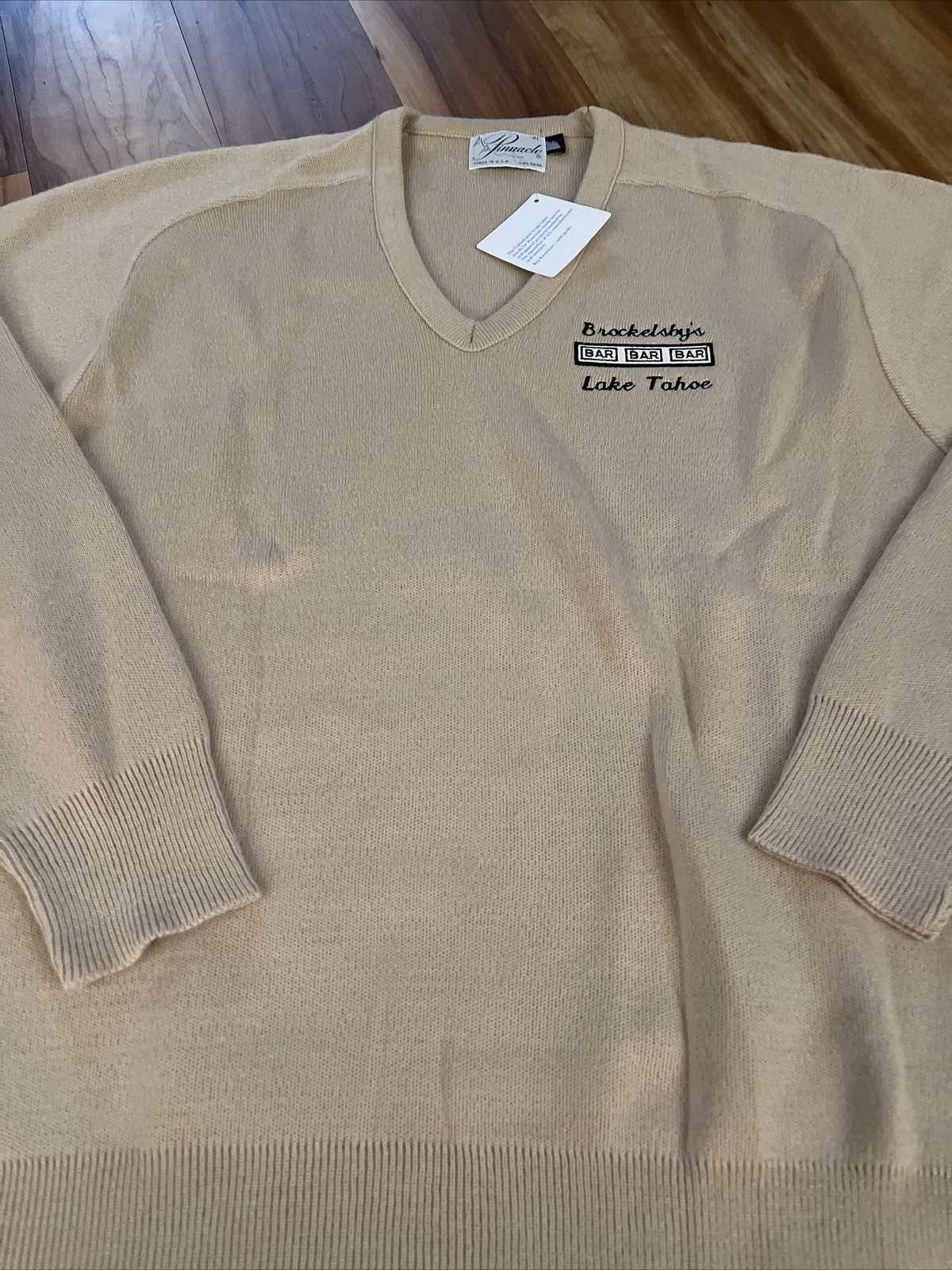 Vintage Pinnacle Dad Sweater 100% Orlon Acrylic Size XL Deadstock New Lake Tahoe