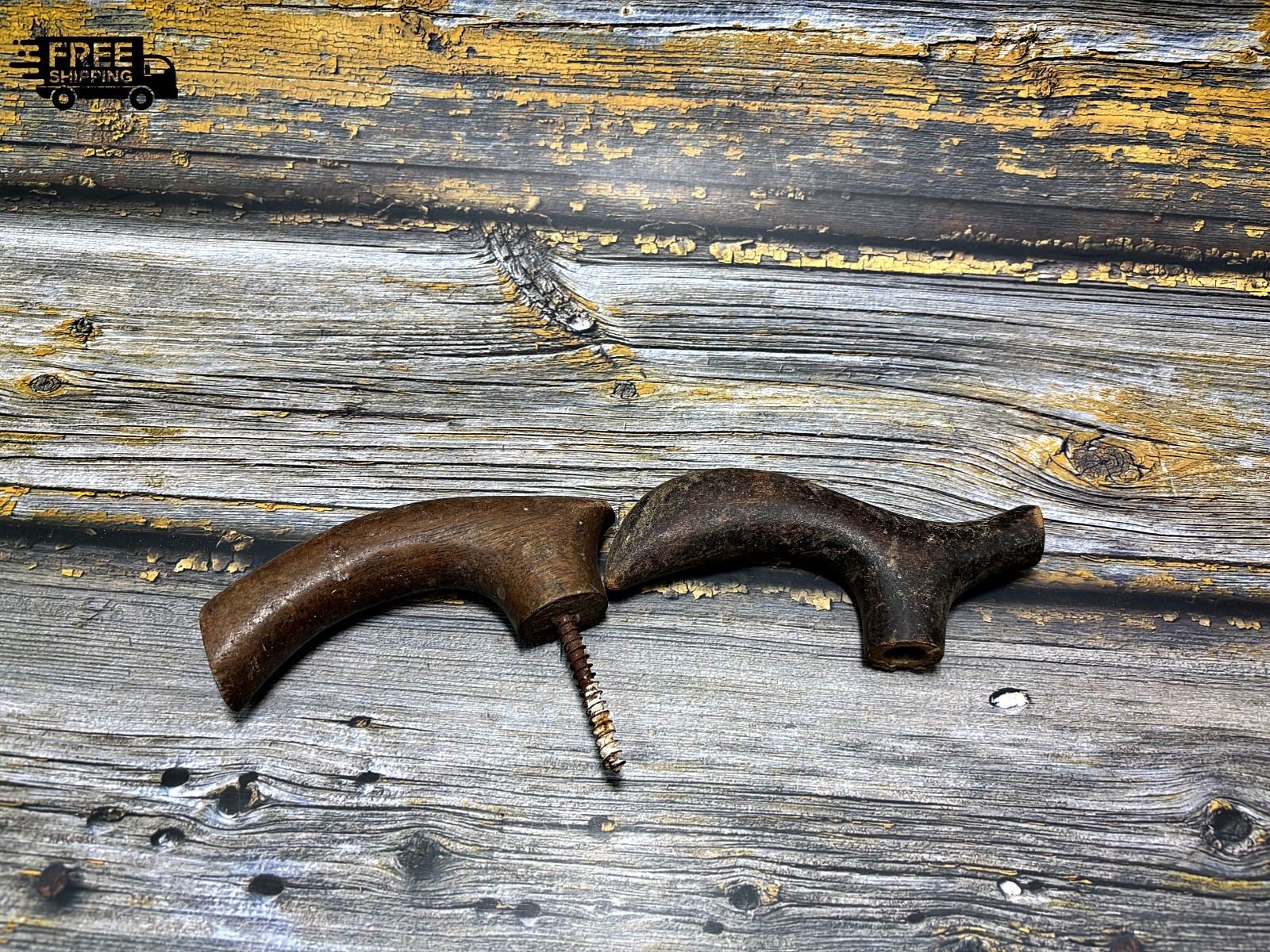 Vintage Hand-Carved Wooden Walking Stick – Folk Art Cane – Rustic Collectible