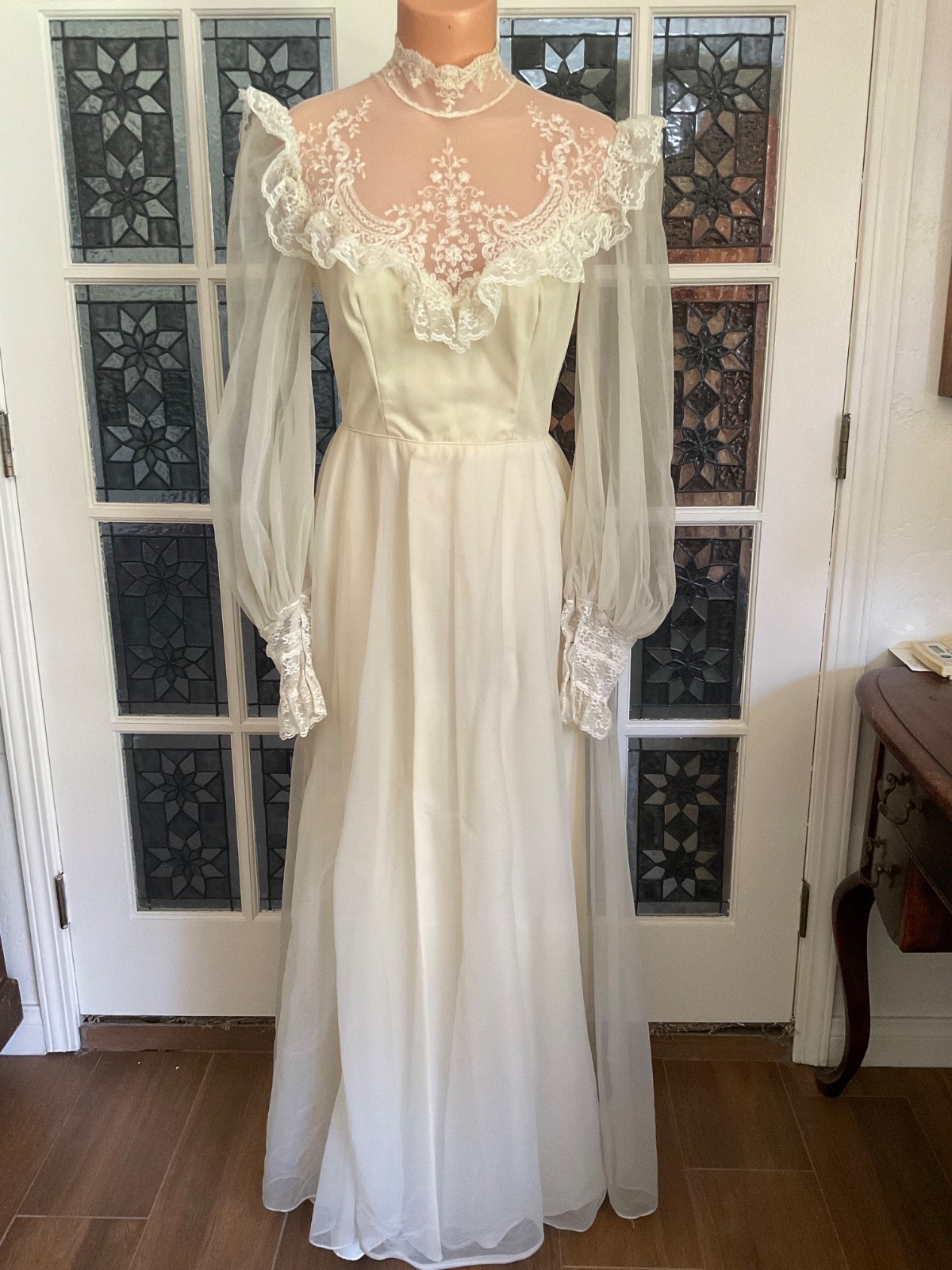 Vintage Eve Of Milady Wedding Dress Boho Victorian Prairie CottageCore Small