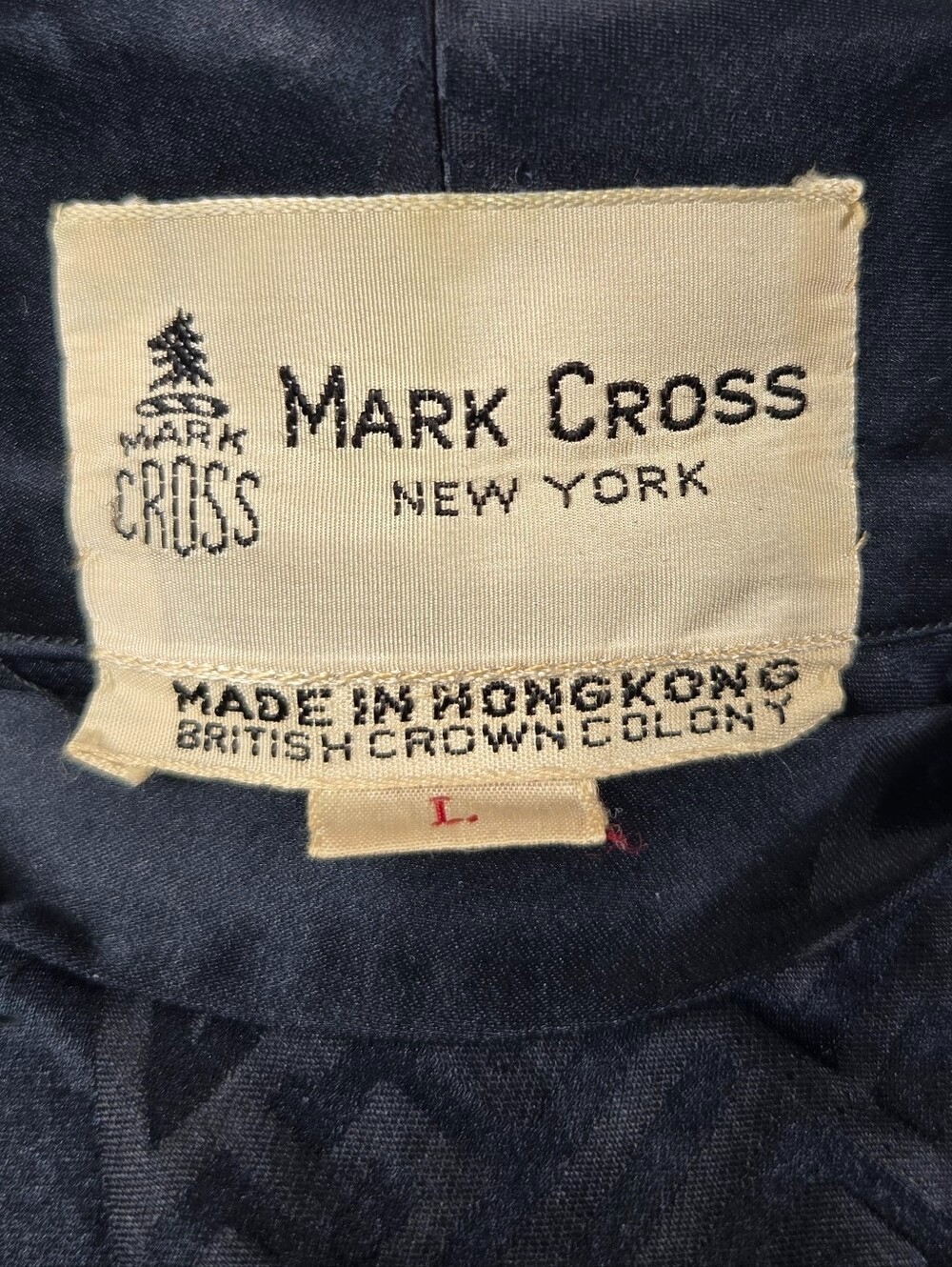 Rare Vintage Mark Cross Black Silk Jacquard Smoking Robe Hong Kong Luxury L