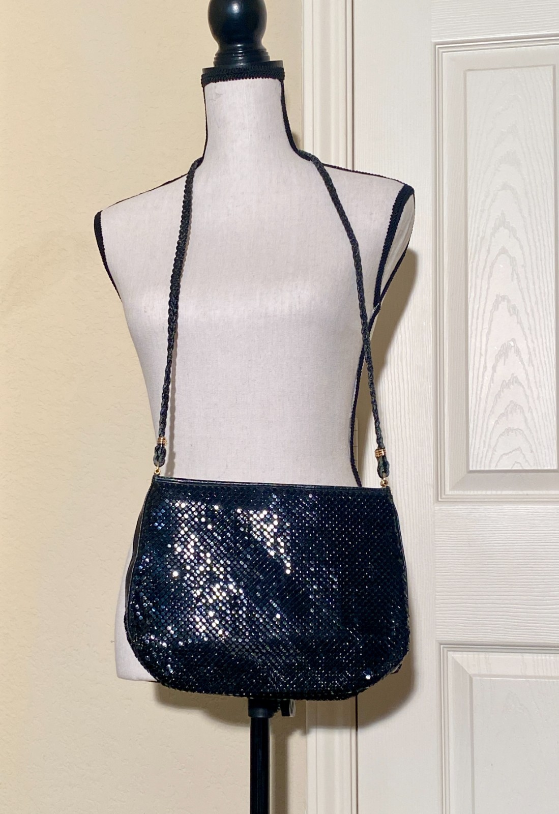 Vintage Navy Blue Metal Mesh Handbag