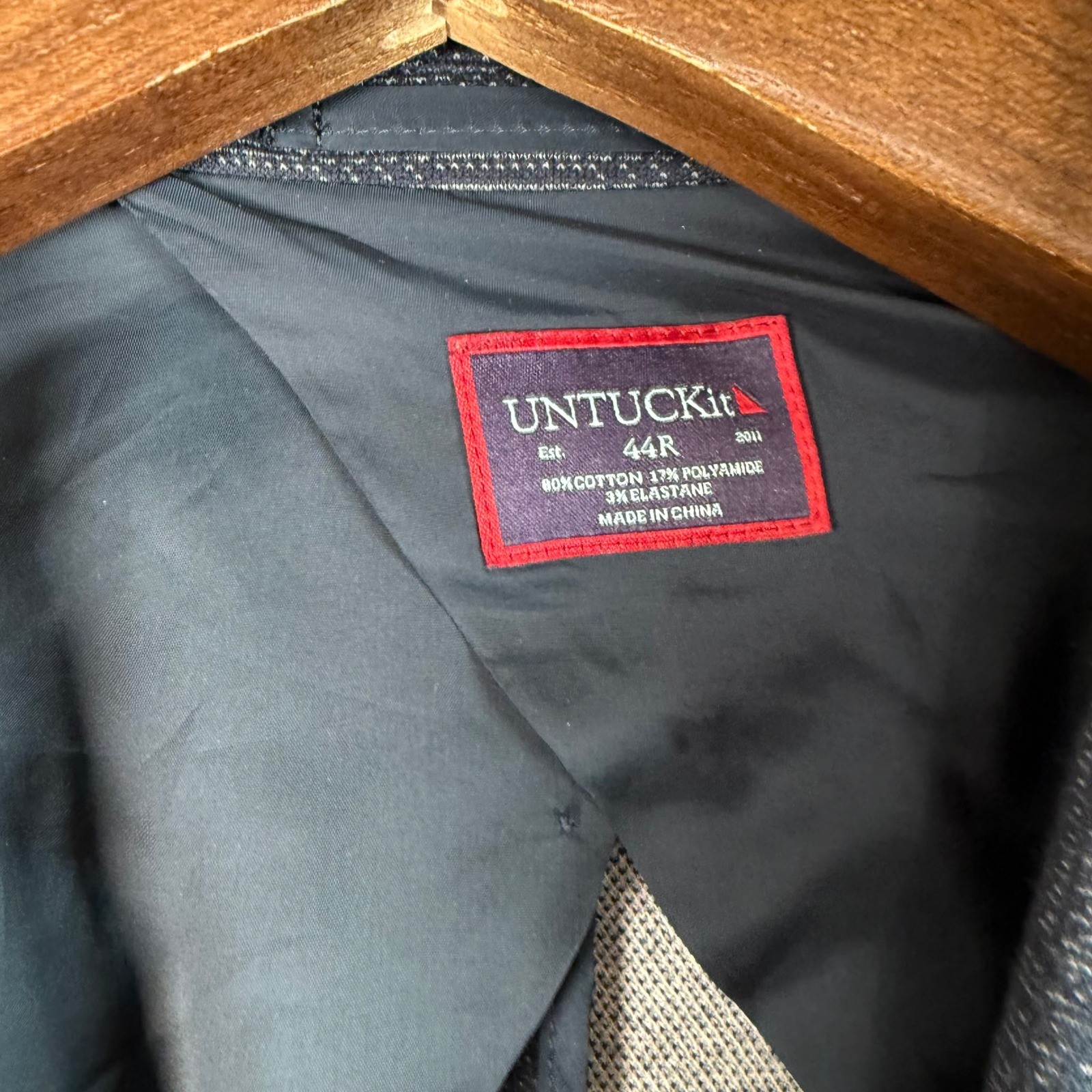UnTuckit Blue Windowpane Plaid Cotton Blend Blazer 44R Office Business Casual