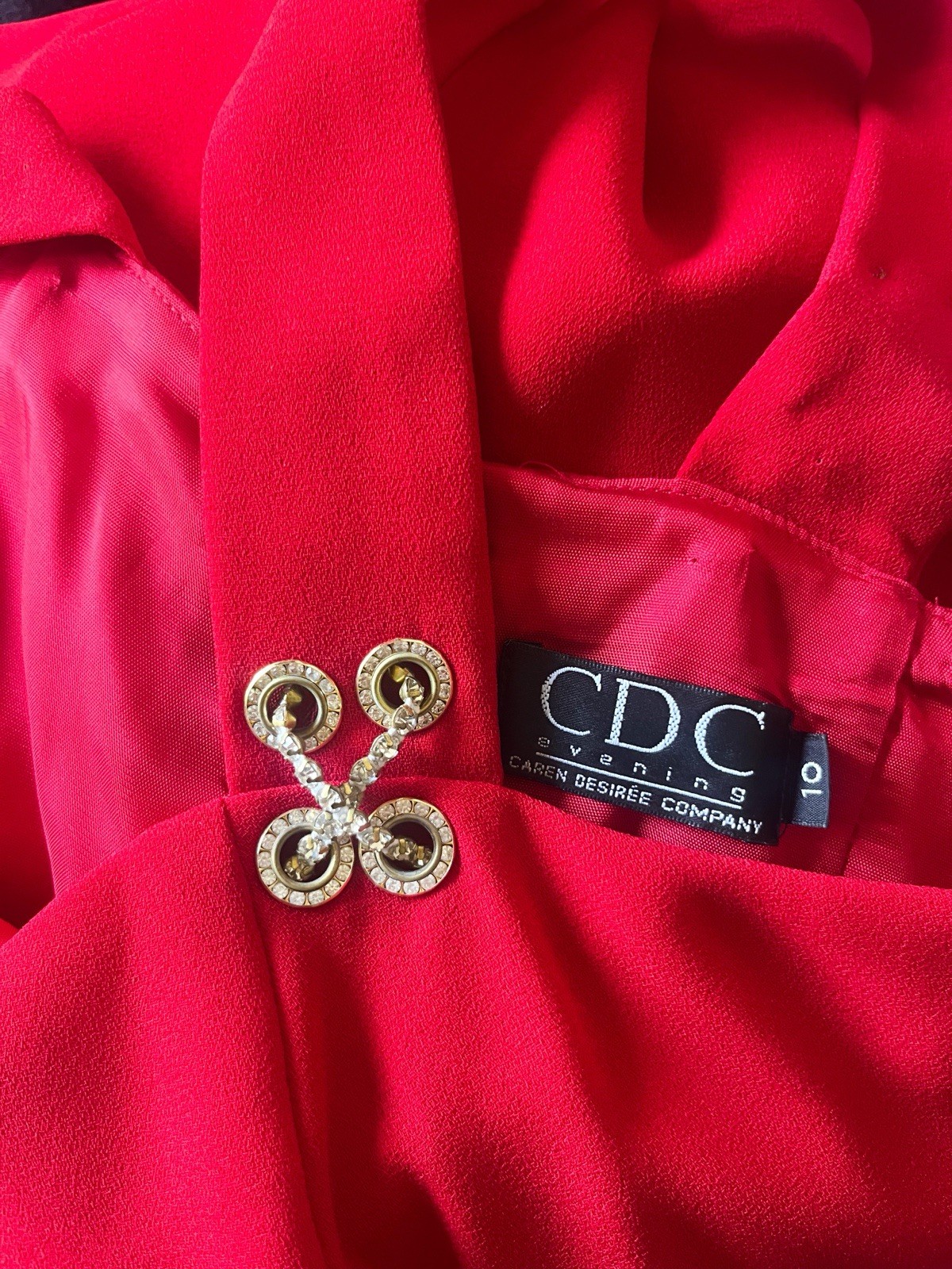 90s Vintage Red Cocktail Dress with Rhinestone detail sweetheart neck