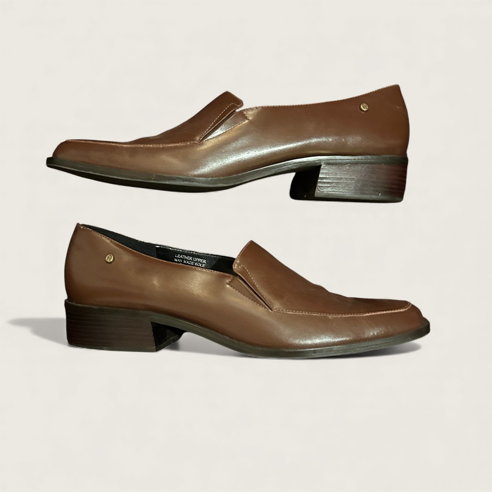 Vintage Etienne Aigner Stamford Loafers Brown Leather Size 9.5 M Slip-On