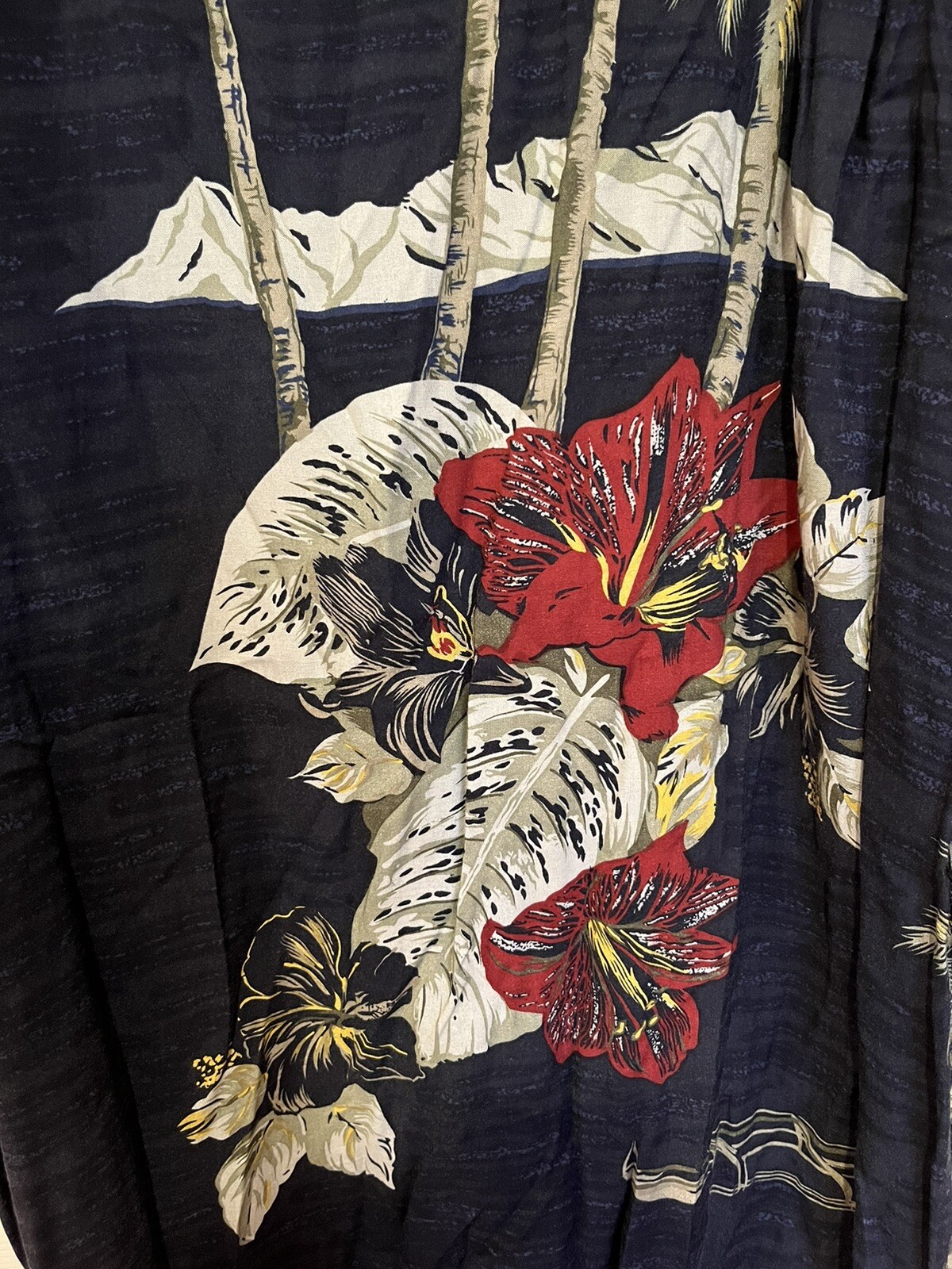 Vintage Island Fever Hawaiian Button Up Shirt Mens 3X B Rayon Palm Trees Floral