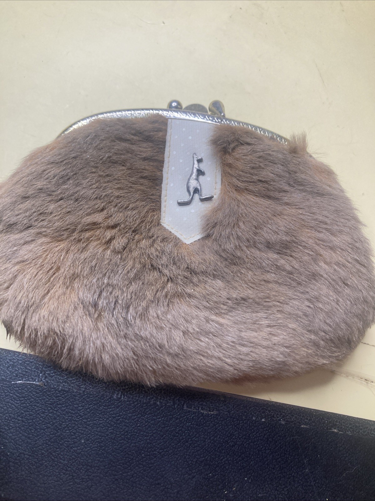 Elgo Australian Kangaroo Fur Coin Purse Brown , 6” X 4.5” Vintage Super Soft