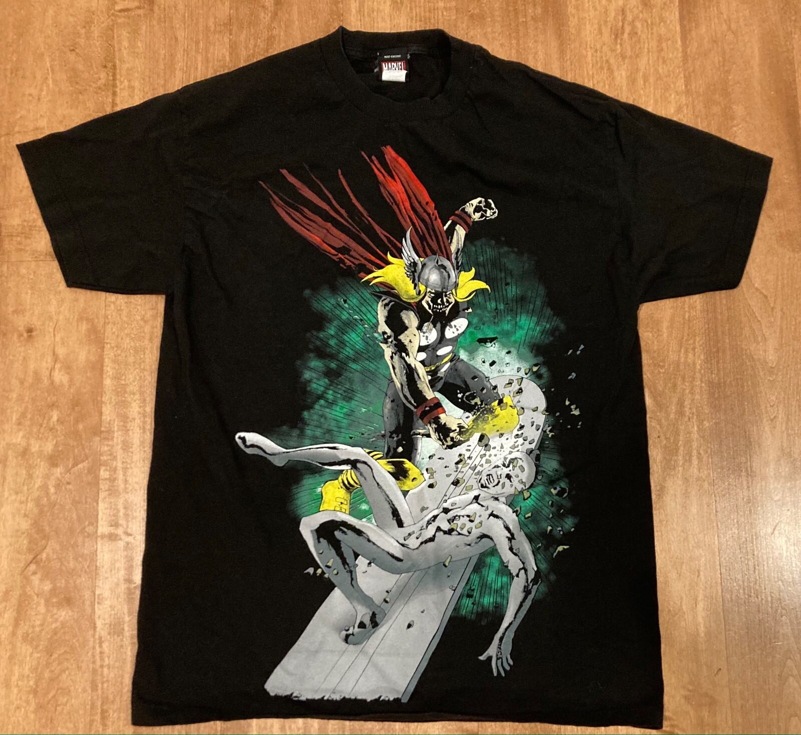 vintage 2007 MARVEL Zombie Thor vs Silver Surfer T-SHIRT deadstock comic L