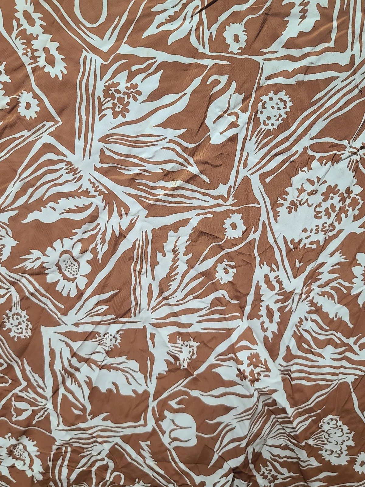 Vintage 1940s 1950s Harvest Novelty Print Dress Flower AS-IS WWII (B-36″ W-30″)