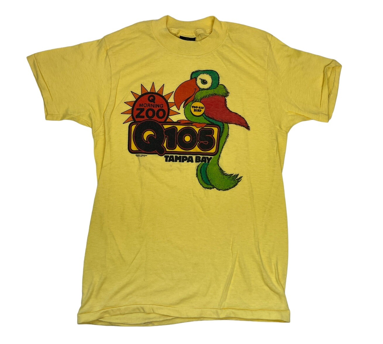 Q105 Tampa Bay 1980s Morning Zoo Rookie Bird Shirt Rare Tampa Fl Medium M Vtg