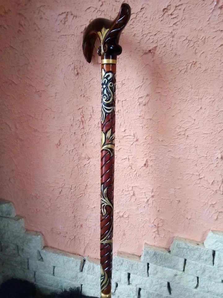 Unique design hand carved wooden walking stick for men women cane best gift Q18