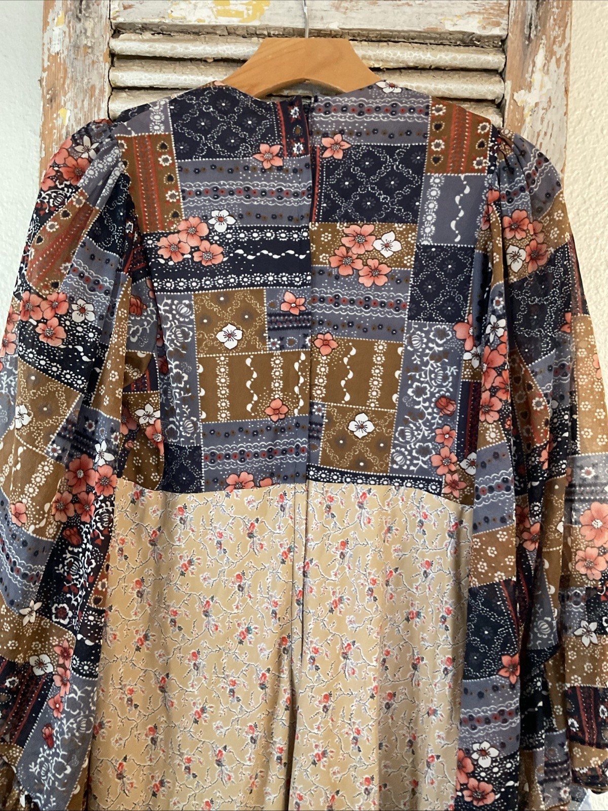 A17 Vintage Handmade Floral Boho Indie 70’s? Patchwork Dress Size Small?