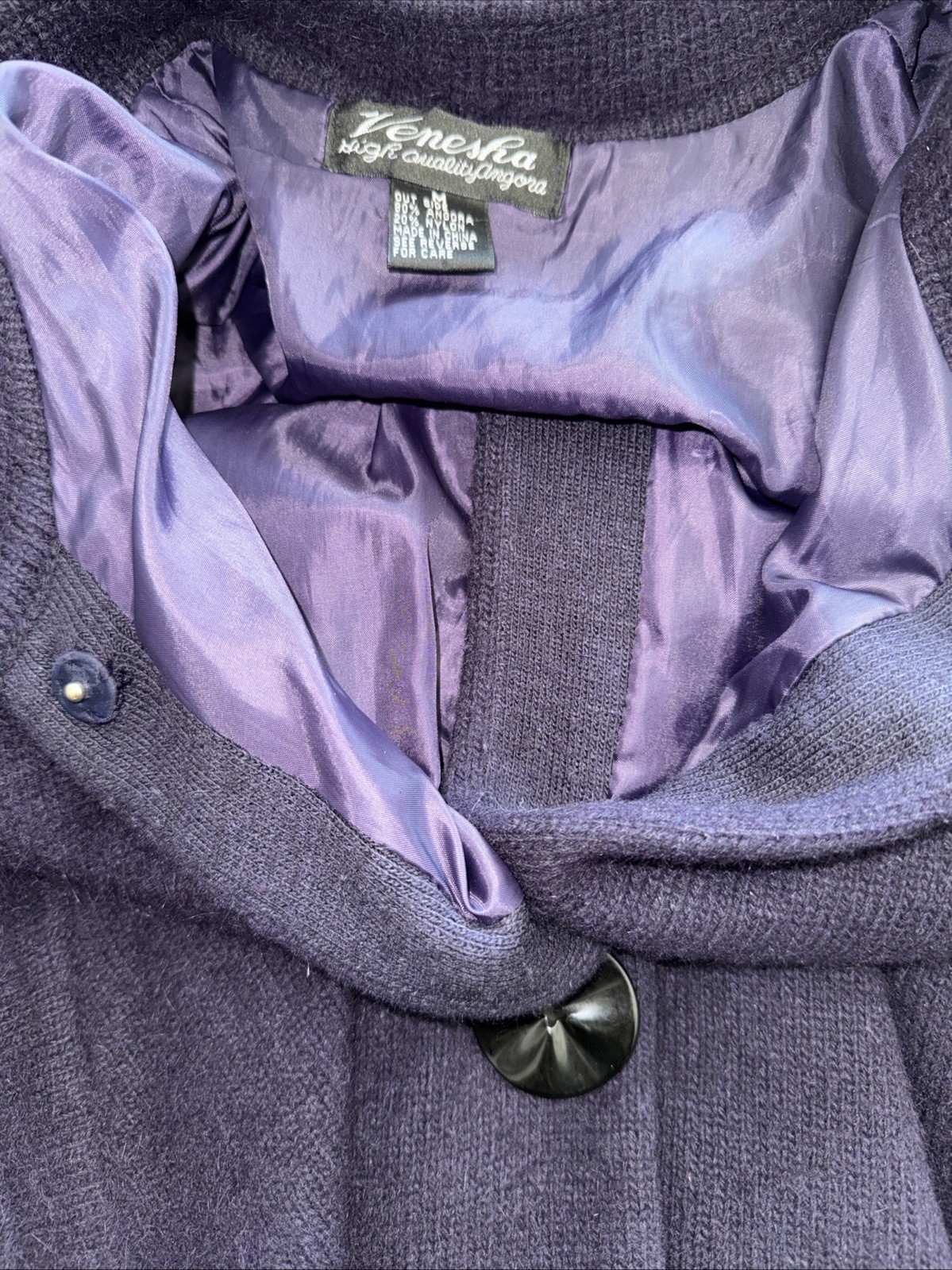 VTG Venesha High Quality Angora Coat Eggplant Purple 90’s Y2K Size M *Pristine*