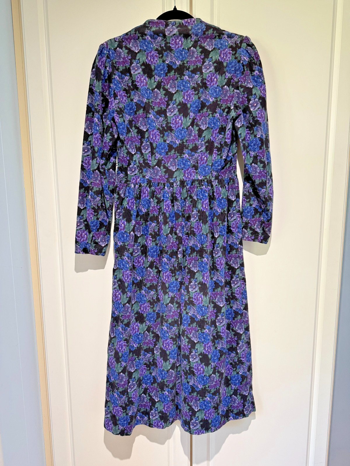 Vintage 1980s Laura Ashley Floral Corduroy Dress | Velvet Collar | Made in GB
