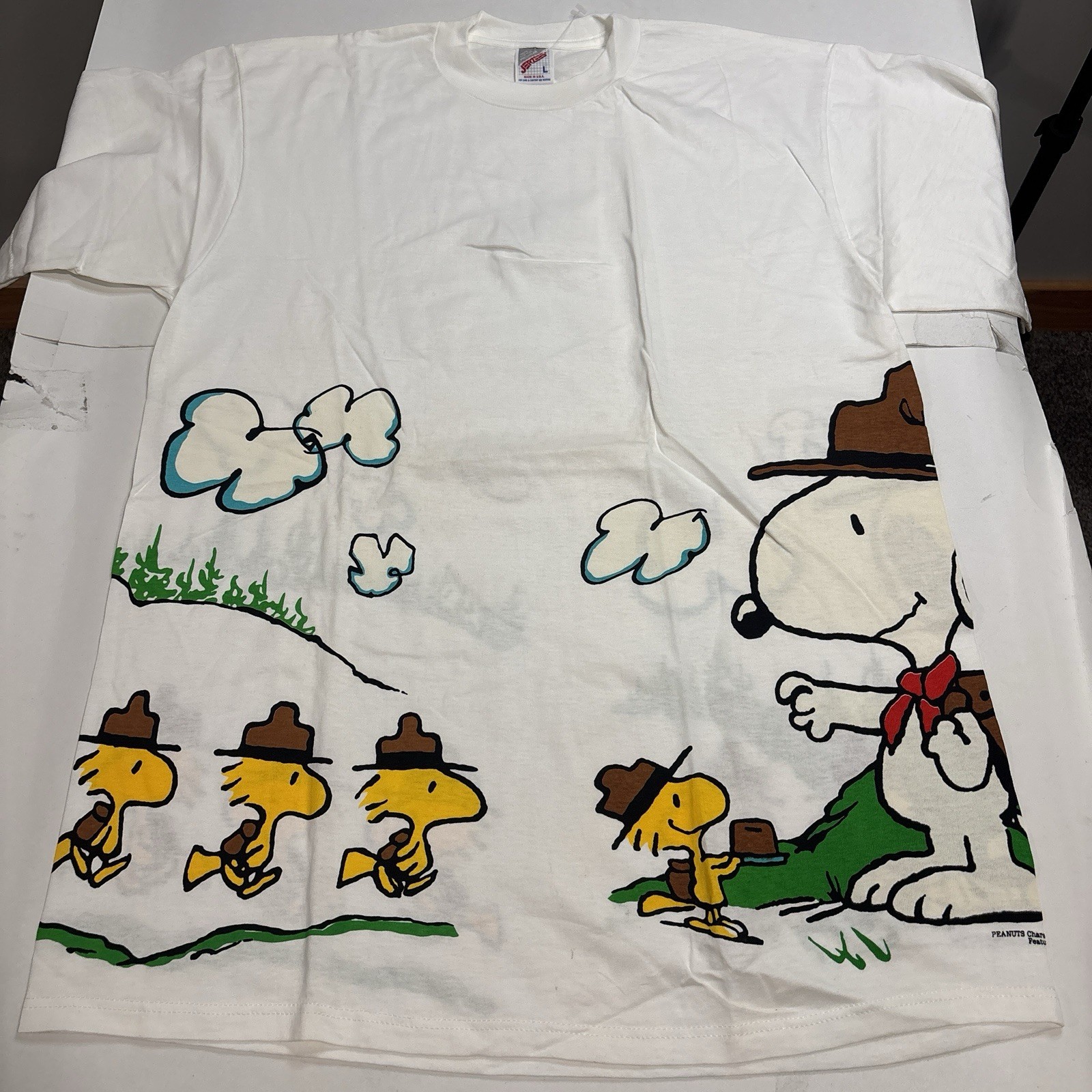Vintage Jerzees Boy Scout Troop Snoopy USA Men’s Shirt Large 2 Sided